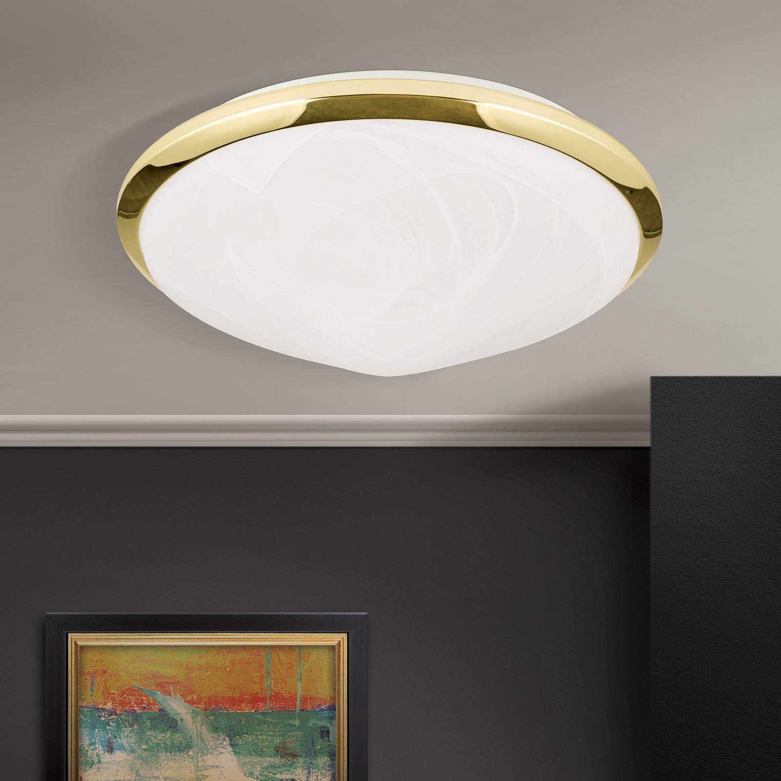 Piękna lampa sufitowa Corella mosiądz 32 cm