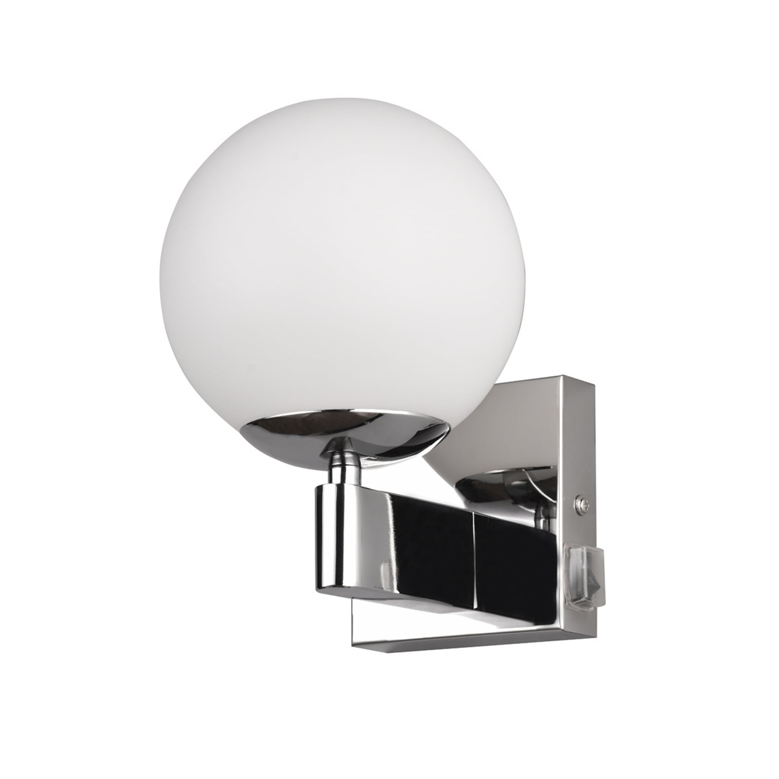 Badkamerwandlamp Kula, glazen kap, IP44, chroom