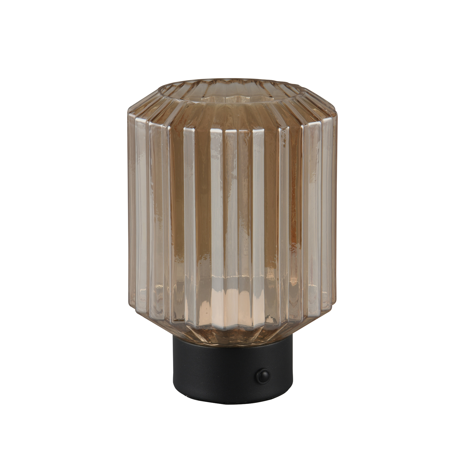 Lord LED table lamp, black/amber, height 19.5 cm, glass