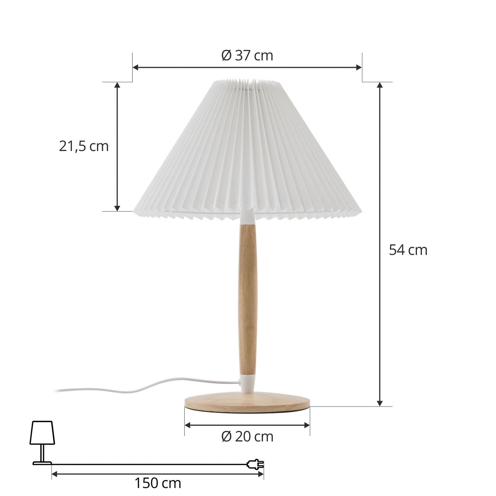 Lucande Ellorin bordslampa, trä, skärm i textil