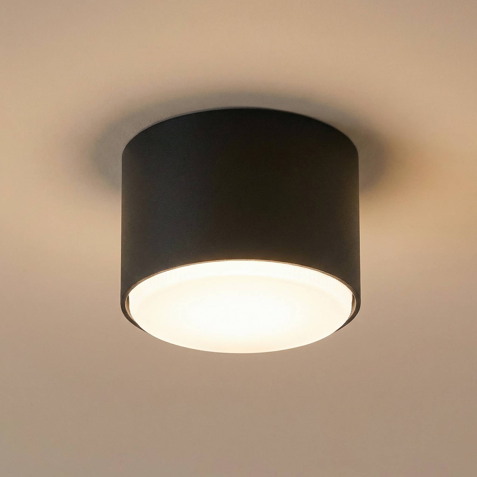 SIGMA Plafonnier Tubo S, noir, acier, Ø 8 cm, GX53