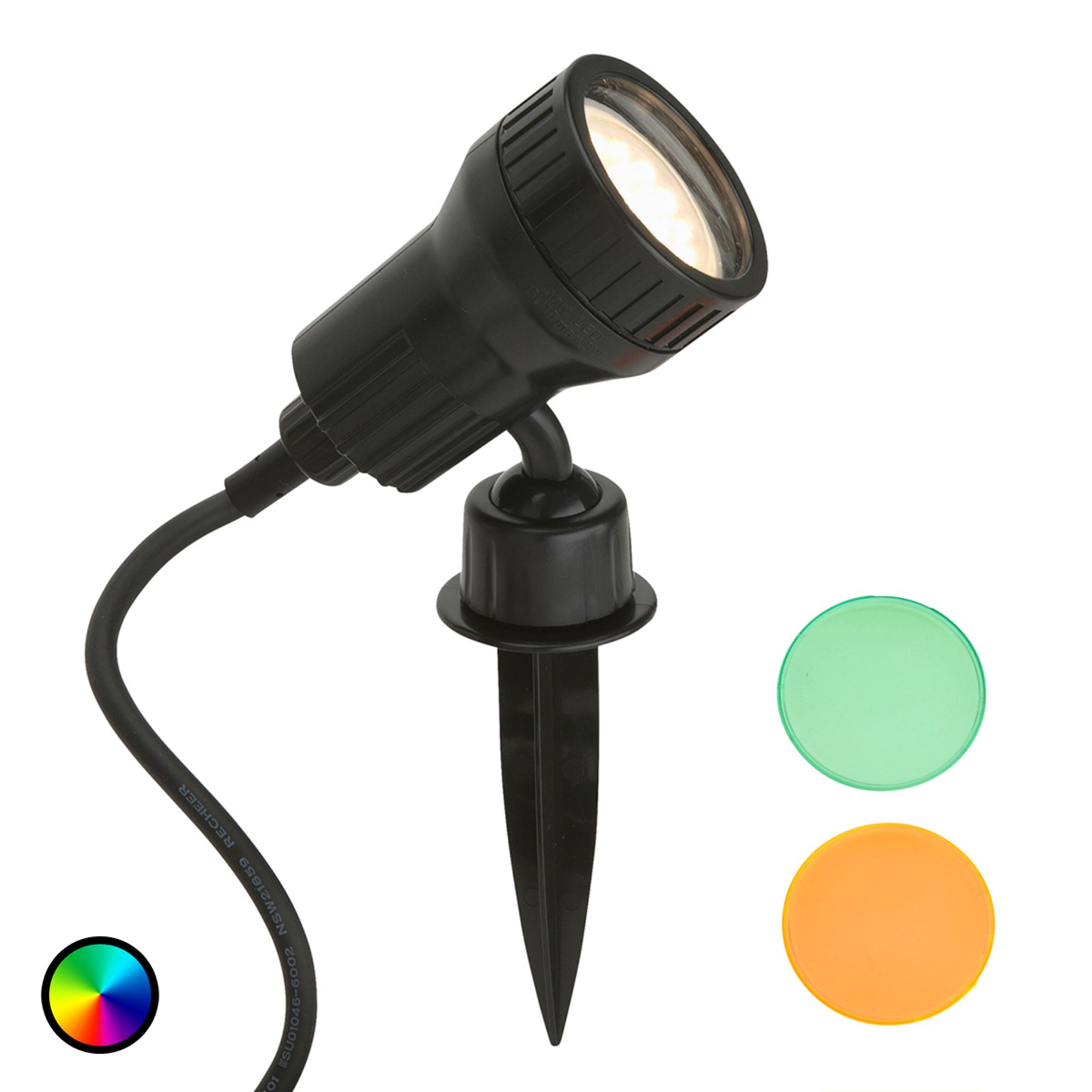 LED-markspettsspotlight Terra inklusive färgfilter