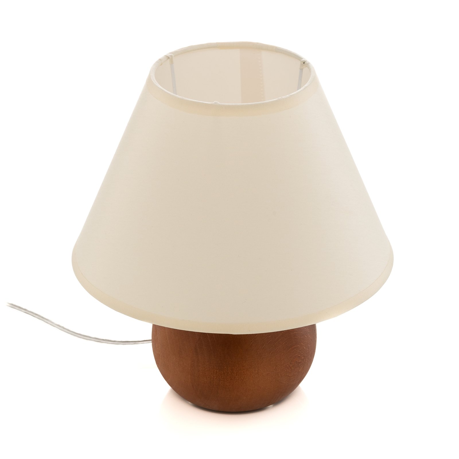 Gill table lamp, rustic wood/ white lampshade