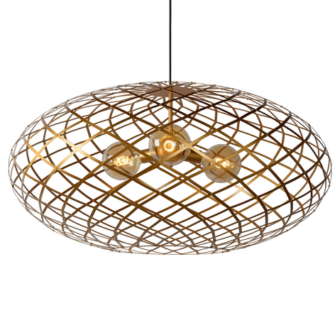 Hanglamp Wolfram, kap ovaal, 100 cm, goud