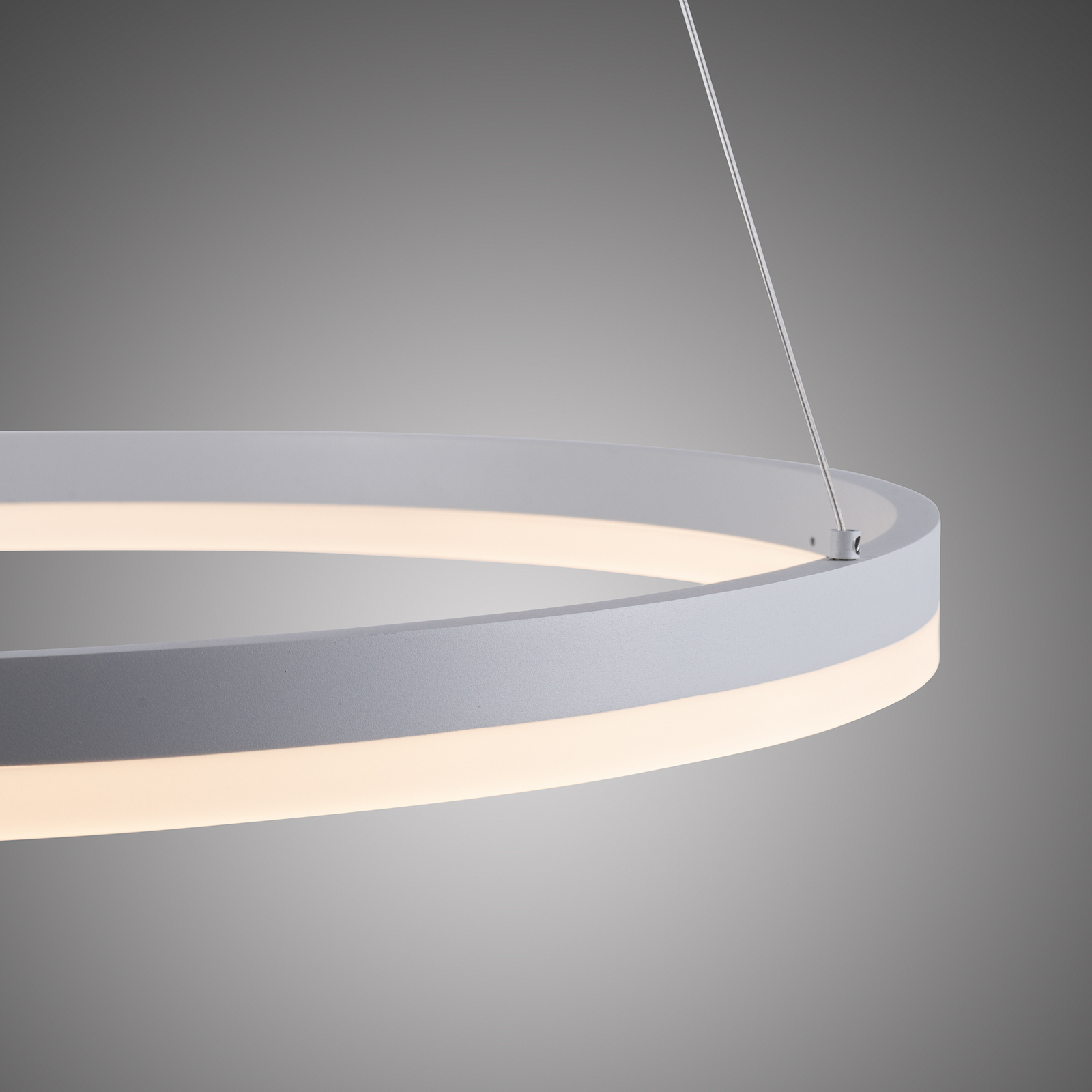 LED-hänglampa Titus, rund, Ø 60 cm, vit