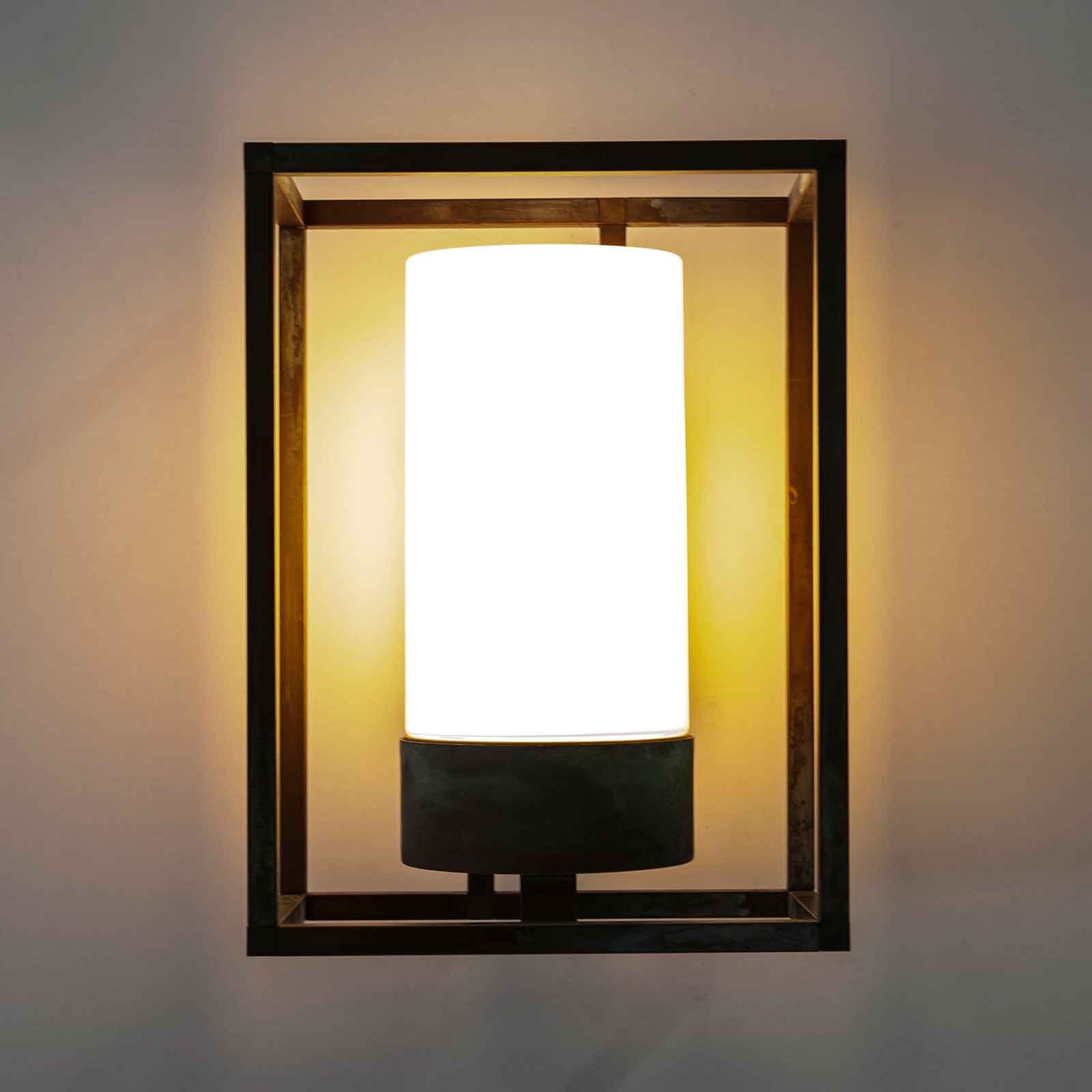 Lampa zewnętrzna Cubic³ 3363 mosiądz antyk/opal