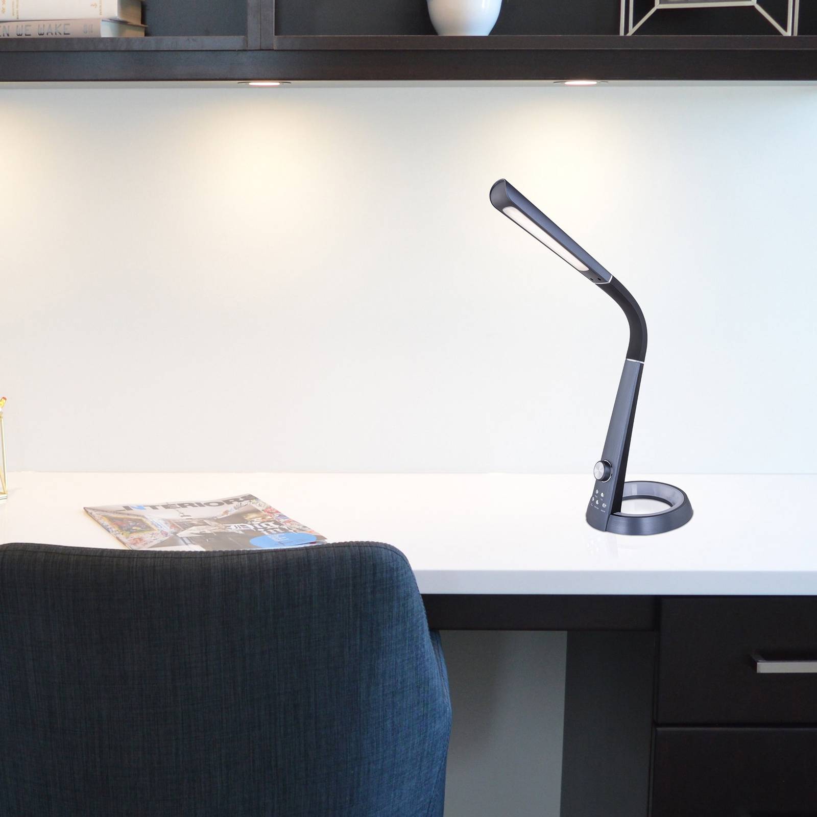 Levně LED stolní lampa Mitti s USB přípojkou, černá