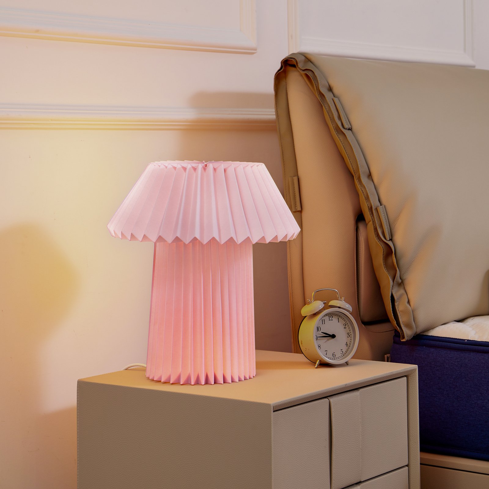 Lindby tafellamp Magali, roze, papier, Ø 34 cm, E14