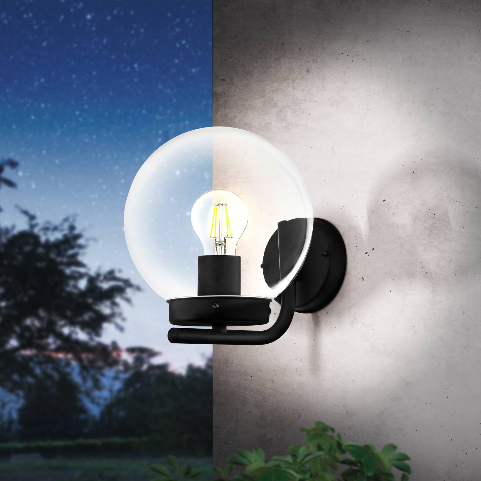 EGLO Venkovní nástěnné světlo Taverna, tvar koule, čirá