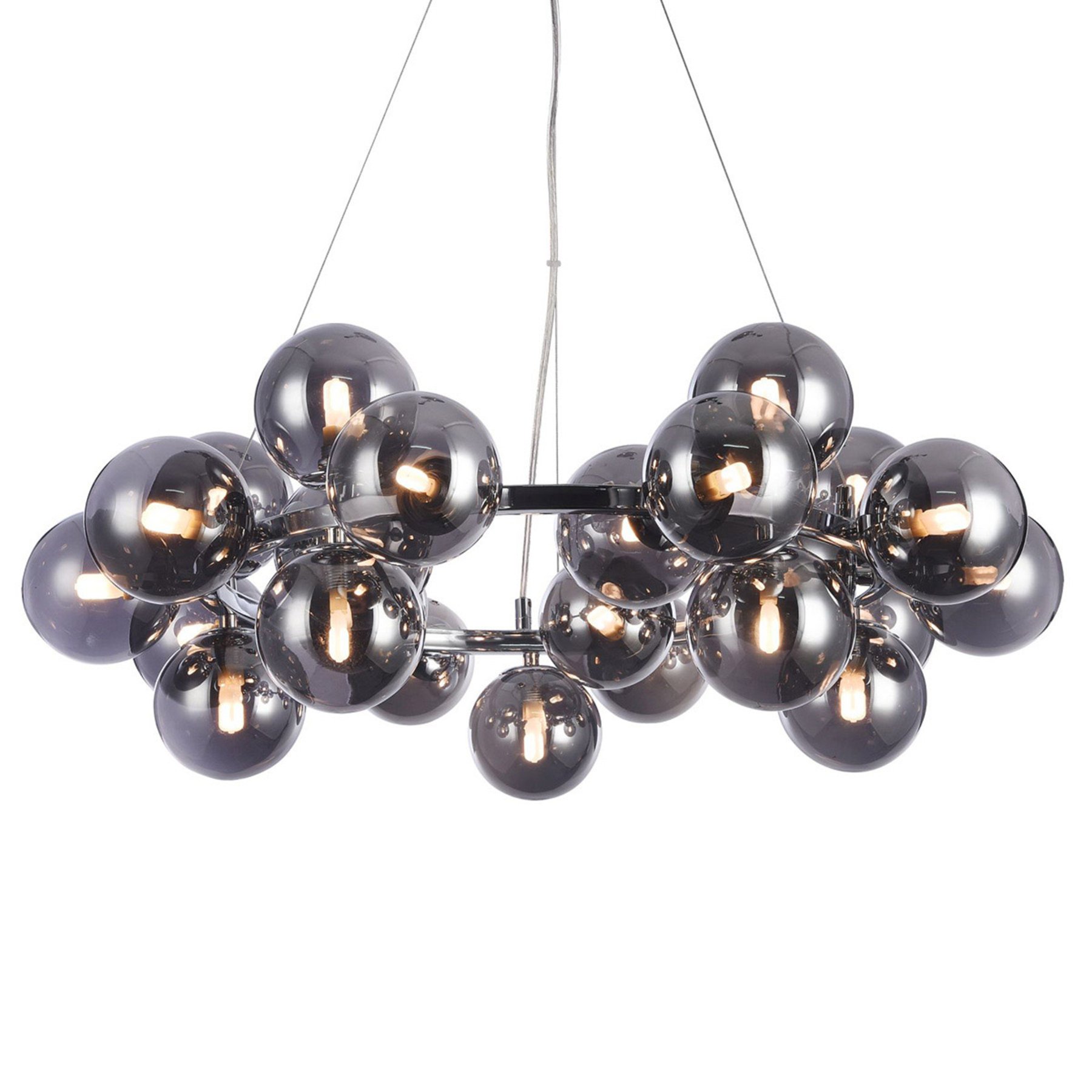Maytoni Dallas round pendant lamp, chrome, for Living / Dining Room, metal, glass, G9, 28 W, energy efficiency: A++, H: 23.8 cm