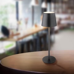 Lámpara de mesa LED recargable Vannie, negra, altura 36 cm, IP44