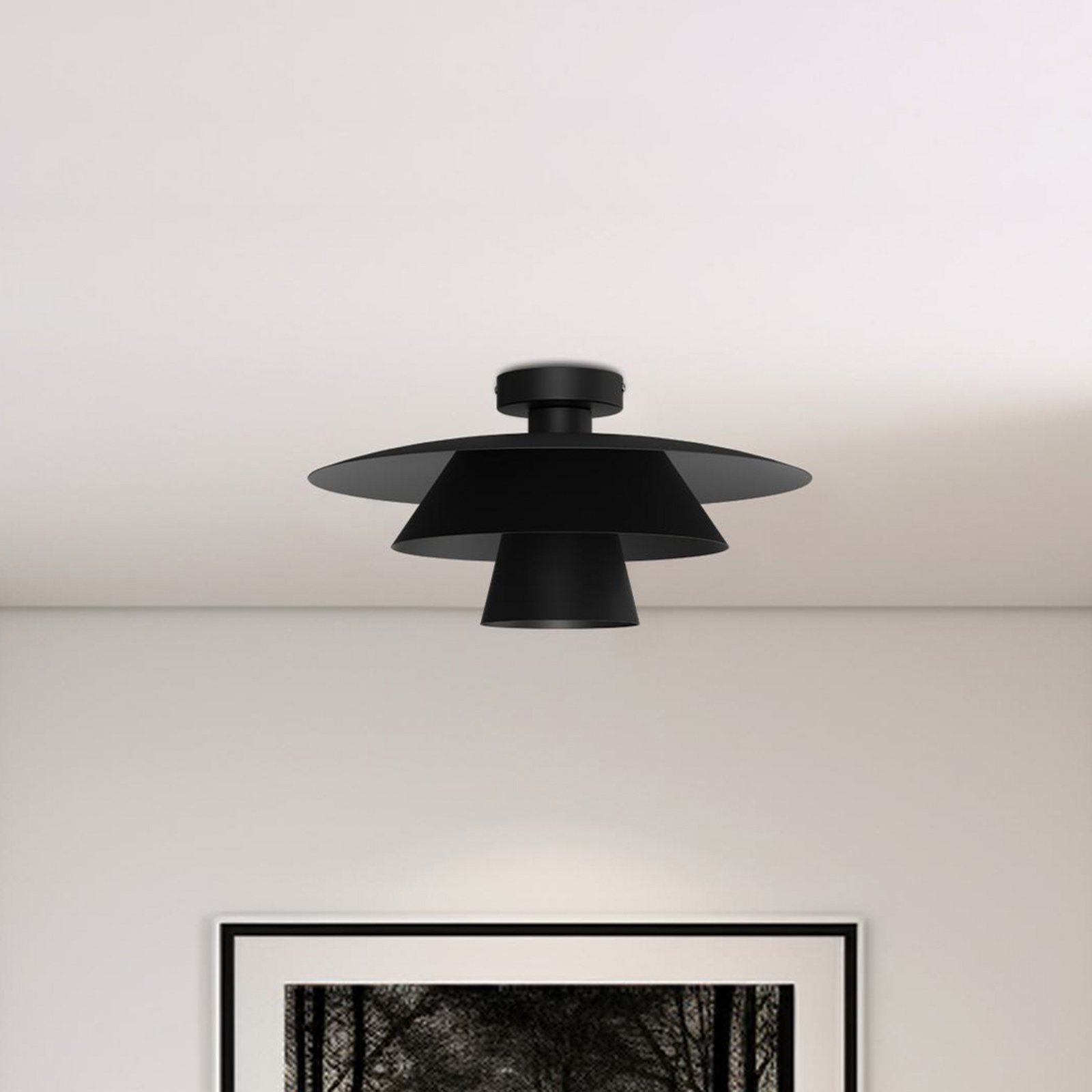 Lampa sufitowa Plato, czarna, metal, Ø 38 cm, E27