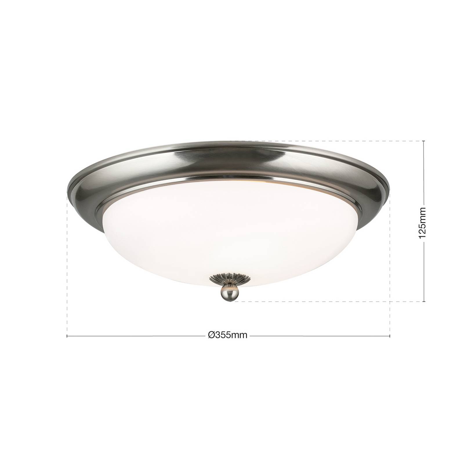 Lampa sufitowa Empire, Ø 35,5 cm, matowy nikiel, matowe opalowe szkło