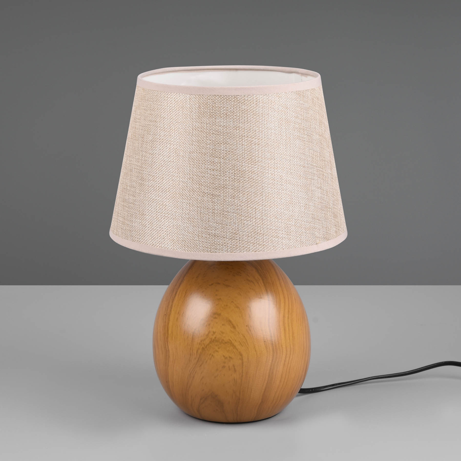Lámpara mesa Loxur alto 35cm, beige/look de madera