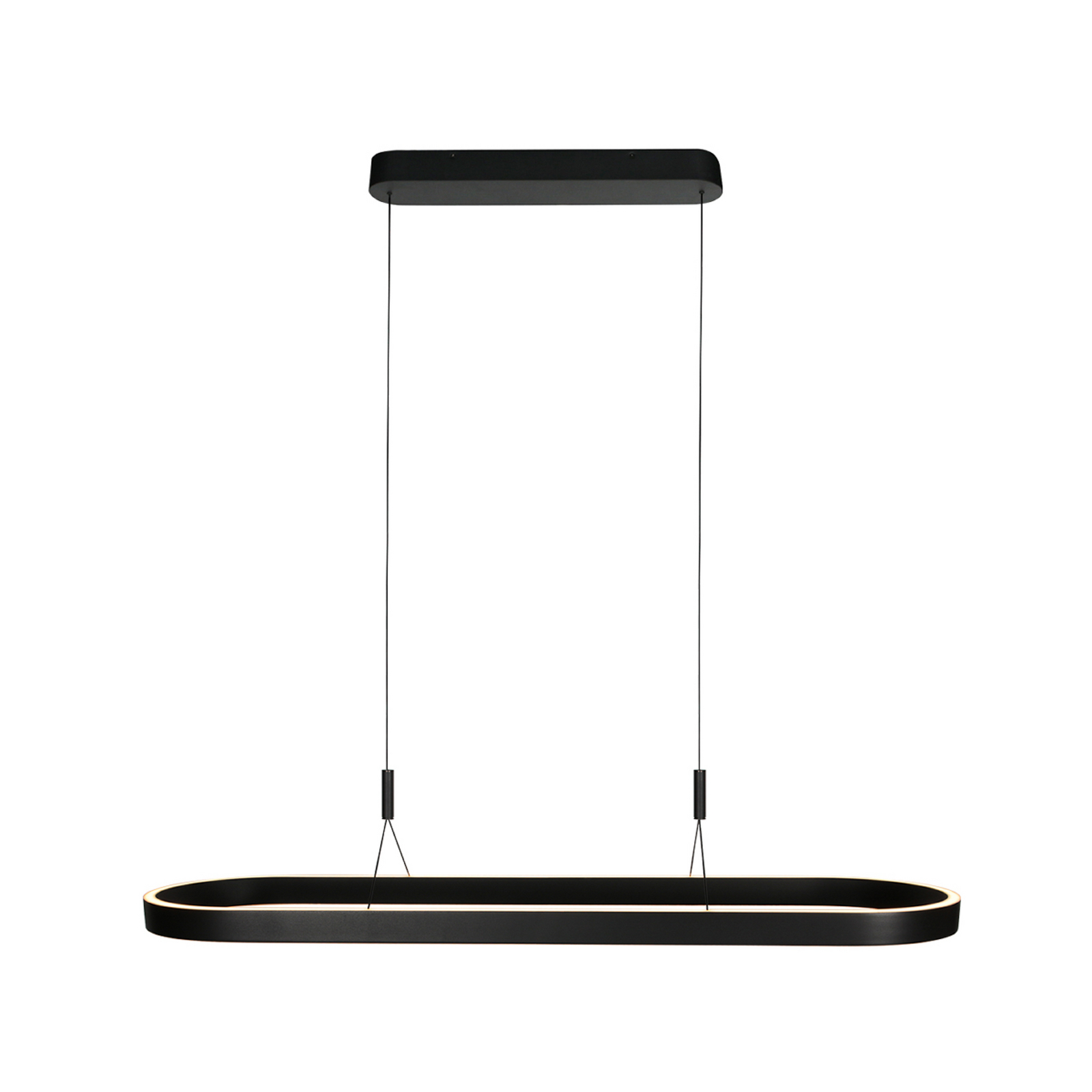 Lampada LED a sospensione Mykty, nera, lunghezza 120 cm, metallo, a 2 luci.