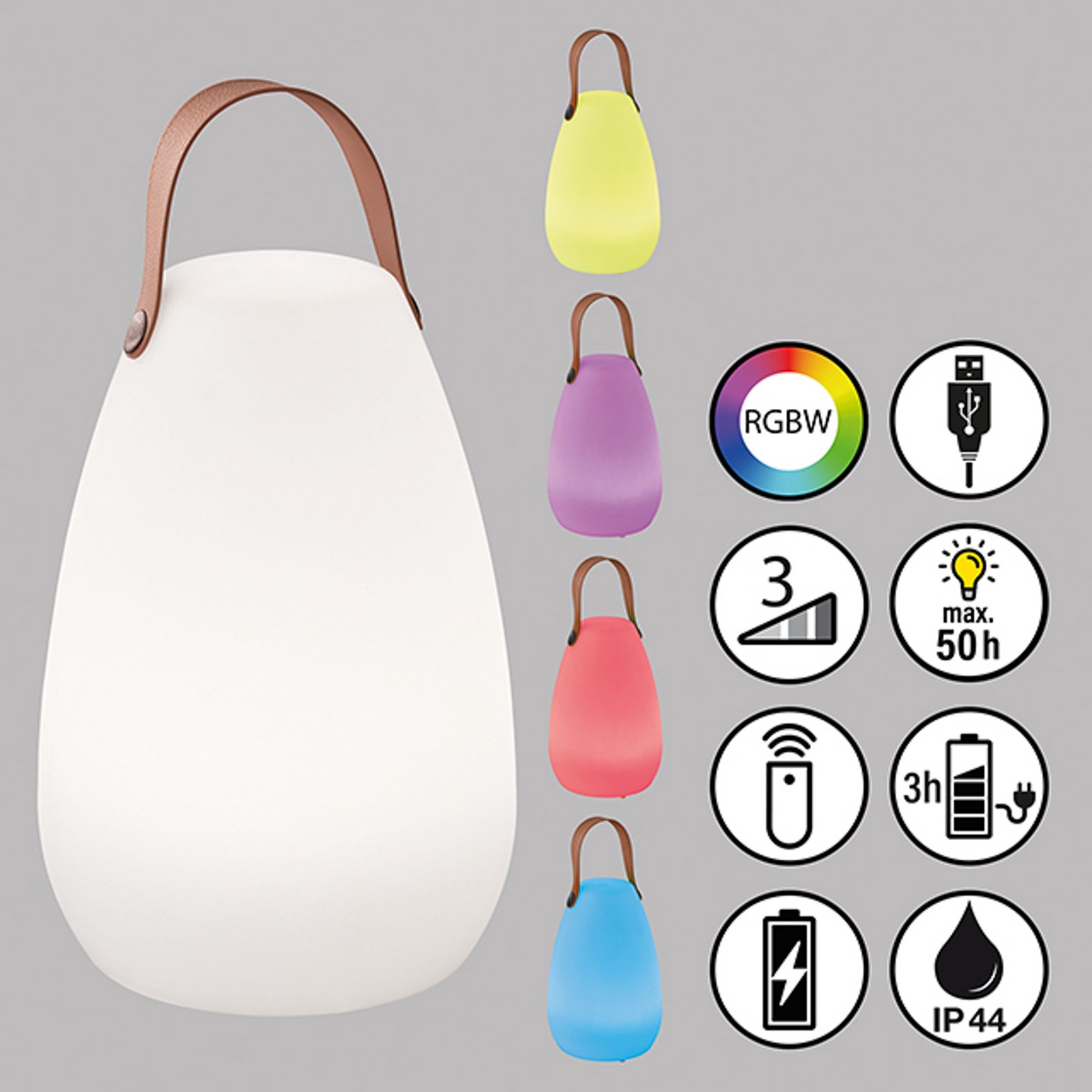 Lampe de table LED Ruby avec changement de couleur RVB, Ø 18 cm