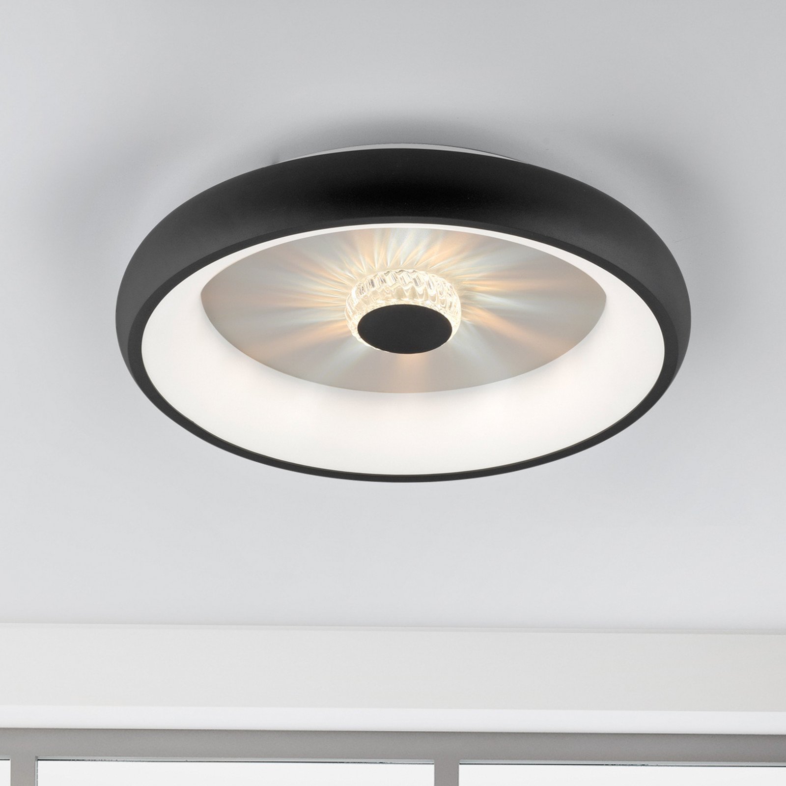 JUST LIGHT. Plafonieră cu LED Vertigo CCT Ø 465 cm negru - Camera de zi / sufragerie - modern - negru alb - Metal