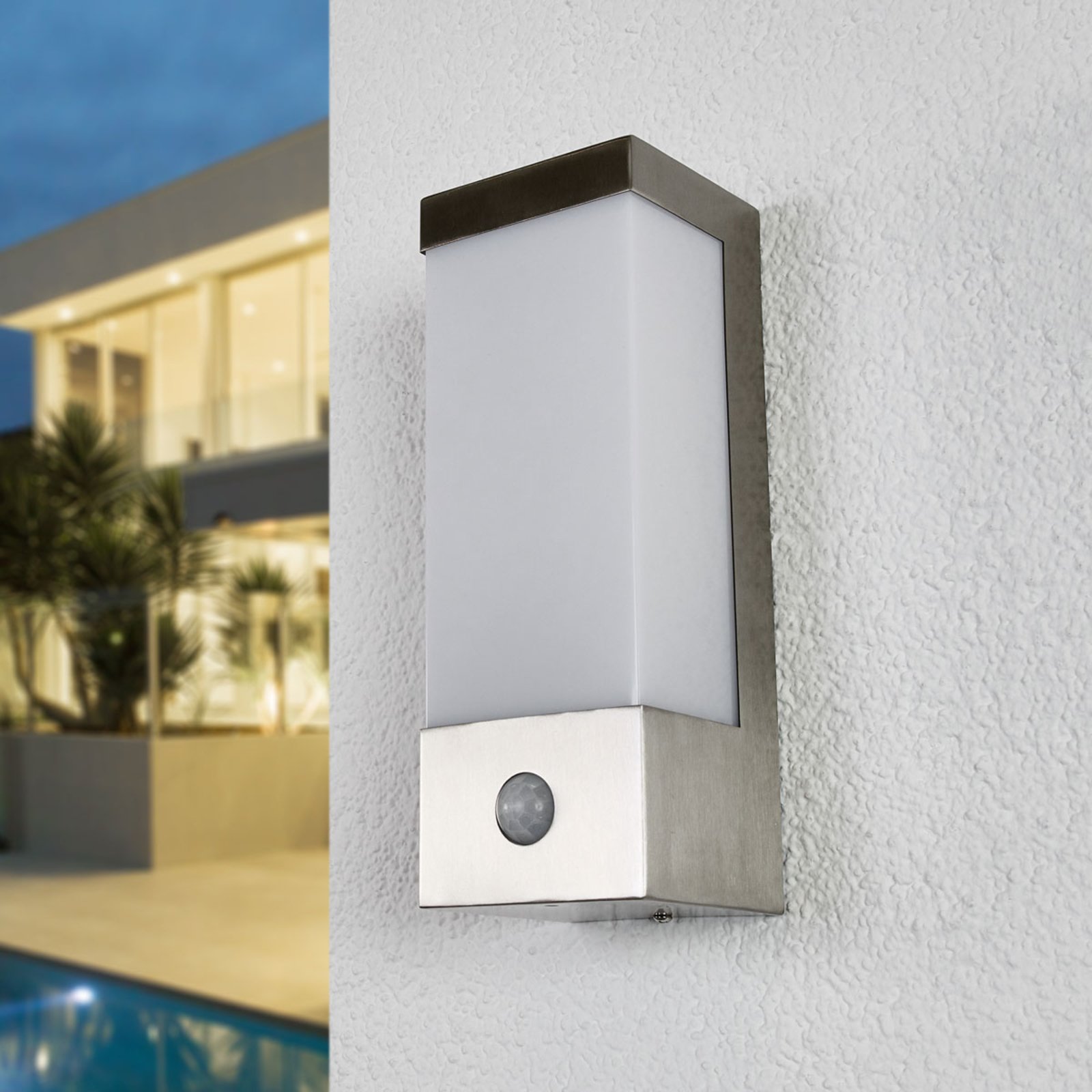 Severina LED Outdoor Wall Lamp w/Sensor Stainless Steel/White - Lindby