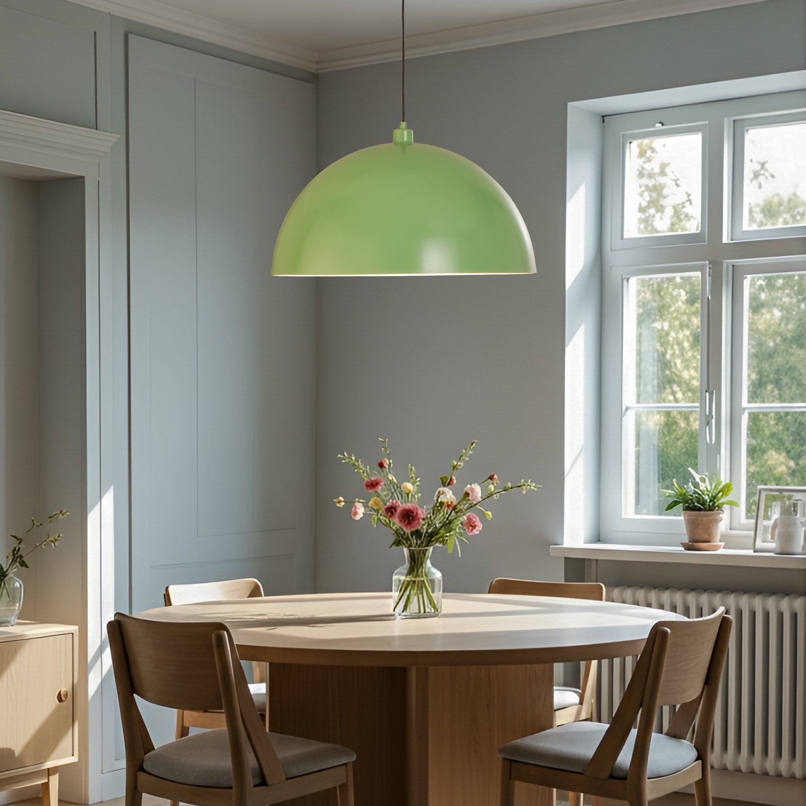 Lampă suspendată Kure, verde mentă, metal, Ø 60 cm, E27