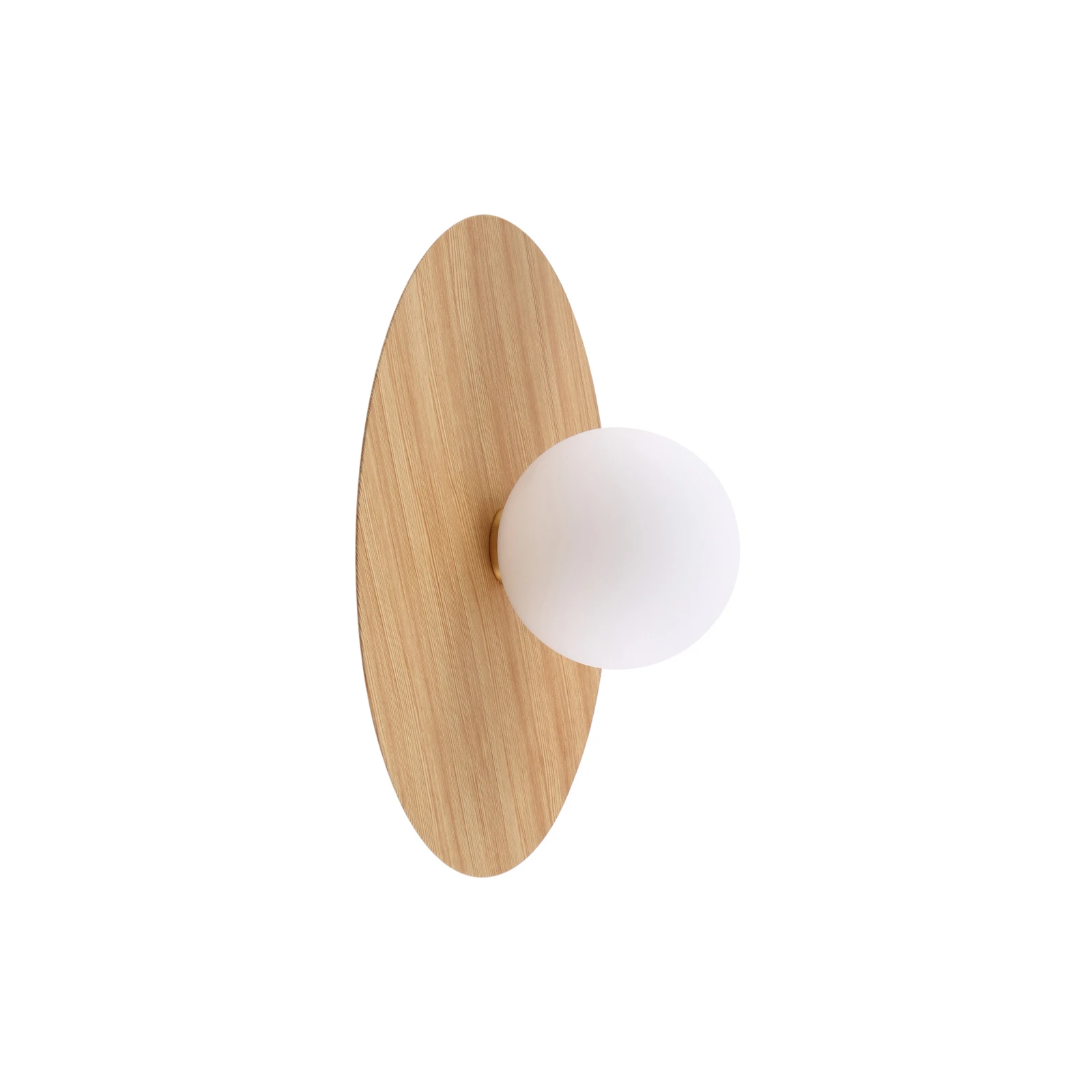 Aplică Lindby Zain, culoarea lemnului/alb, sticlă, Ø 33 cm, G9
