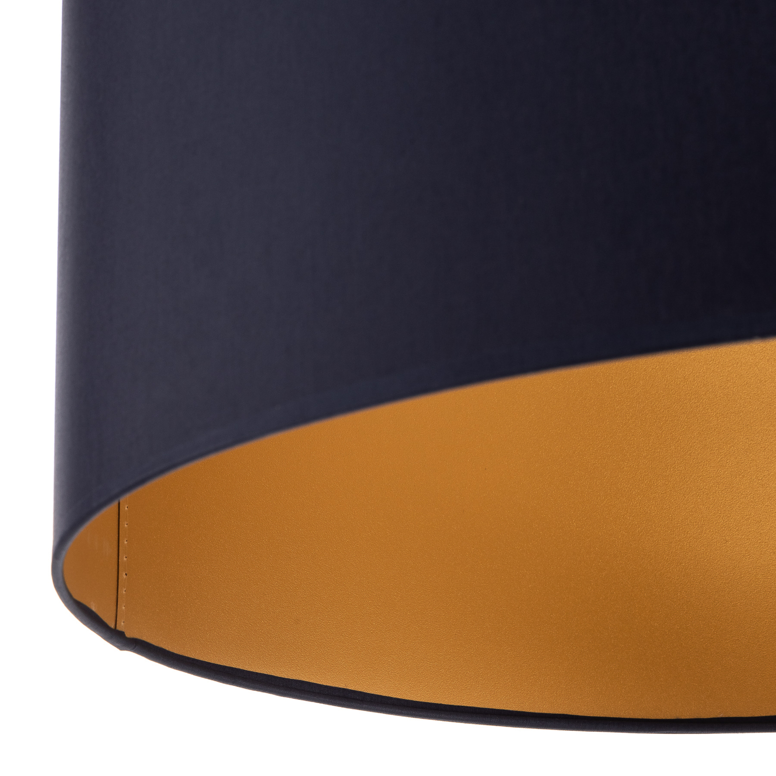Taklampe Ben med tekstilskjerm, marineblå/gull