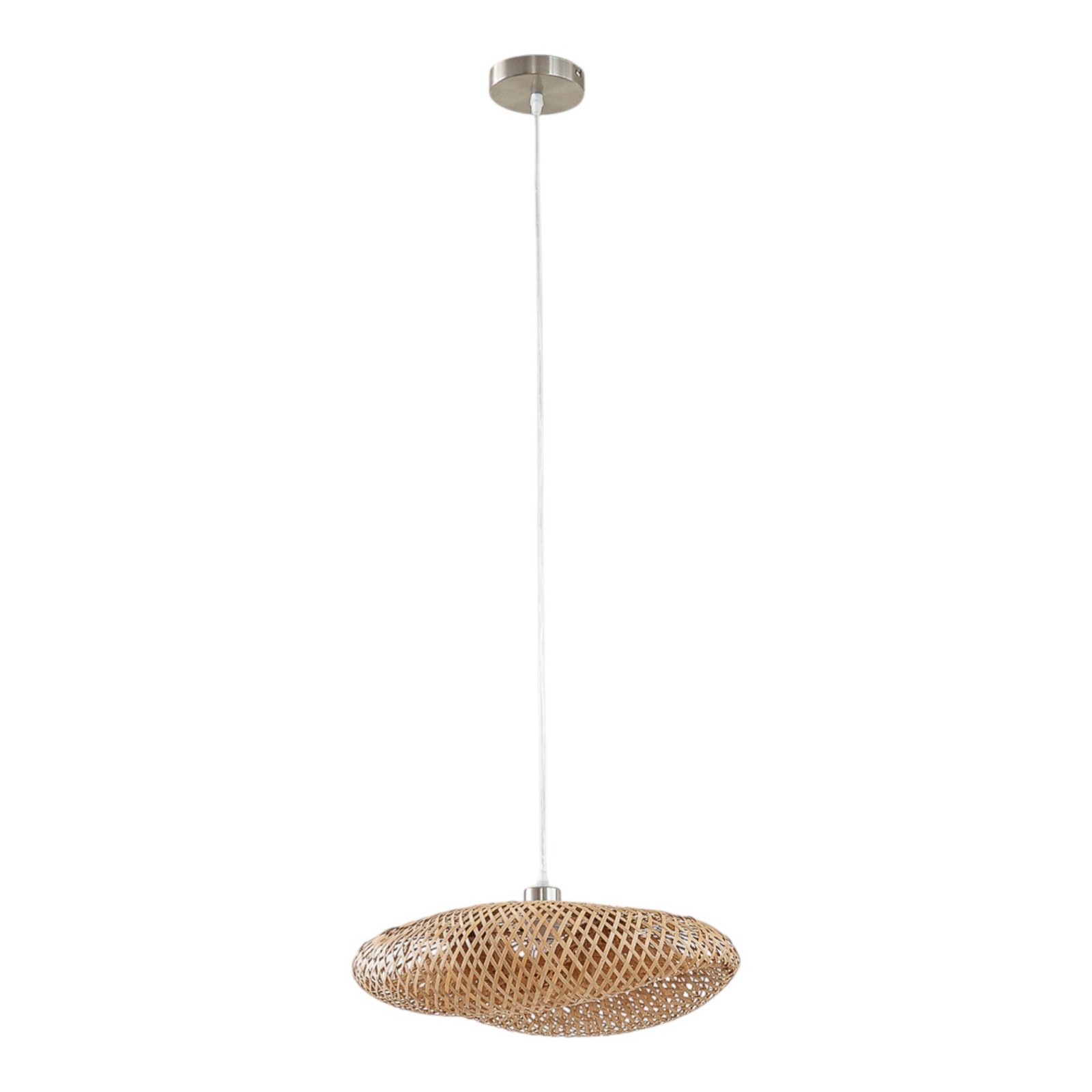 Lampă suspendată Lindby Eleane, bambus, natural, Ø 50 cm