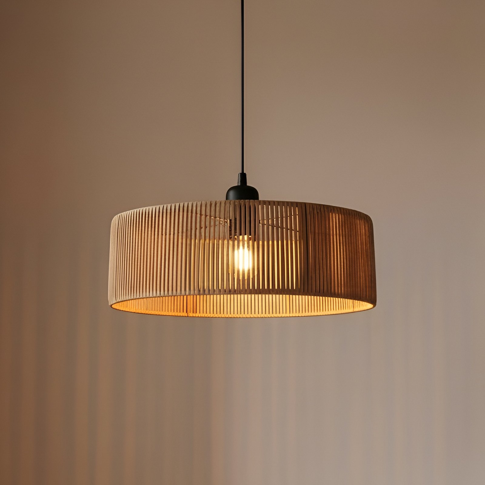 Hängeleuchte Roya Cylinder, Ø 55 cm, beige, Papier