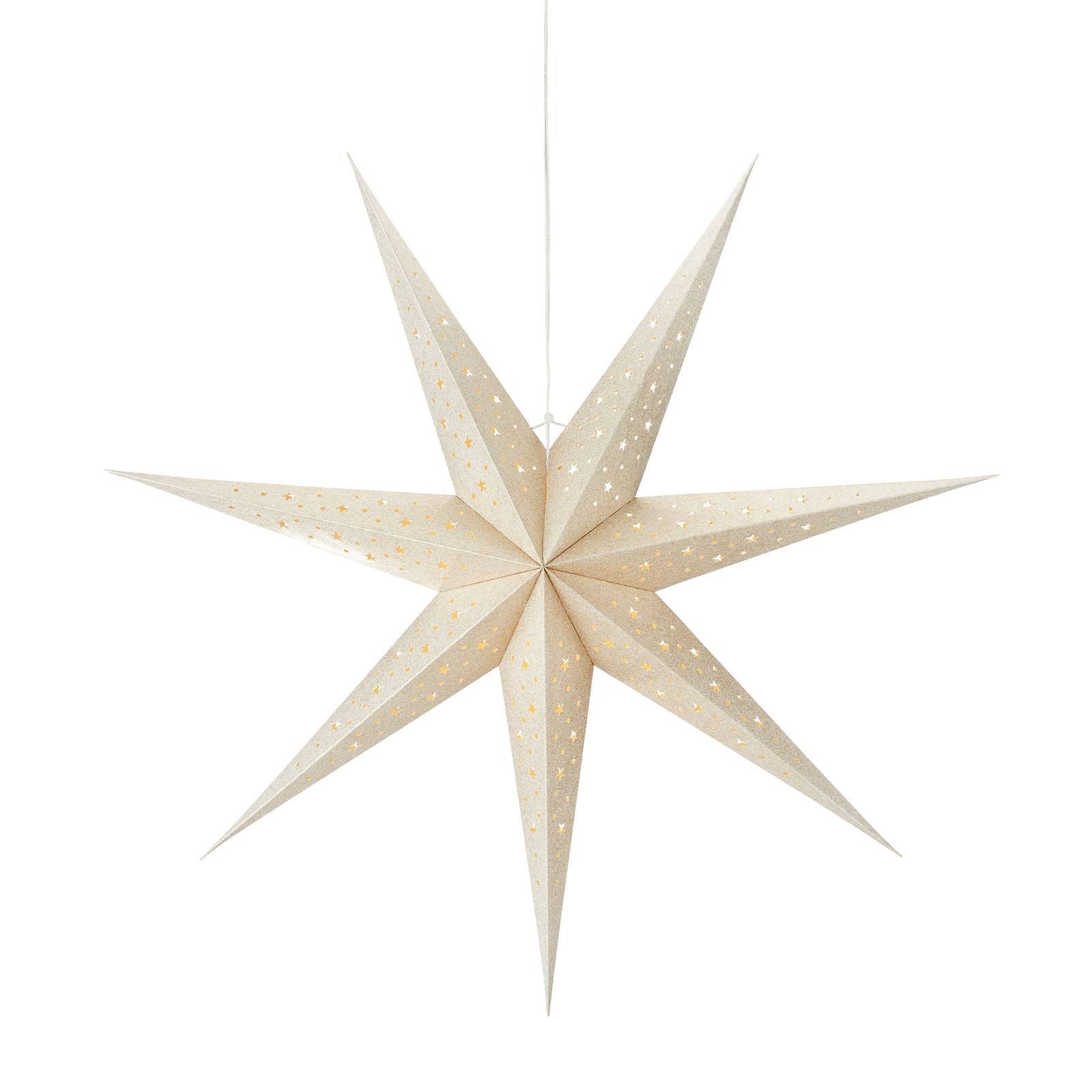 Markslöjd LED závěsná hvězda prázdná, na baterie, časovač Ø 75cm, zlatá barva