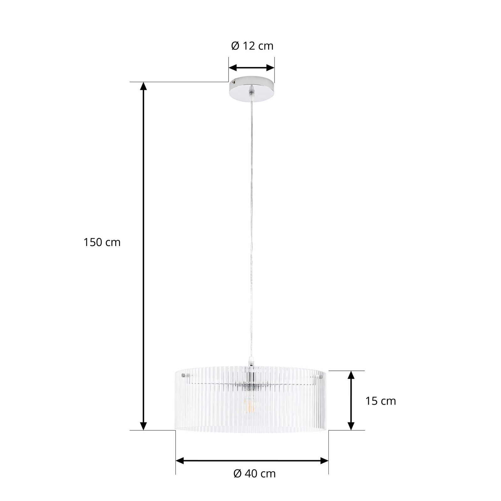 Meritt hanglamp, chroom/transparant, Ø 40 cm, glas - Lucande Meritt hanglamp, chroom/transparant, Ø 40 cm, glas - Lucande