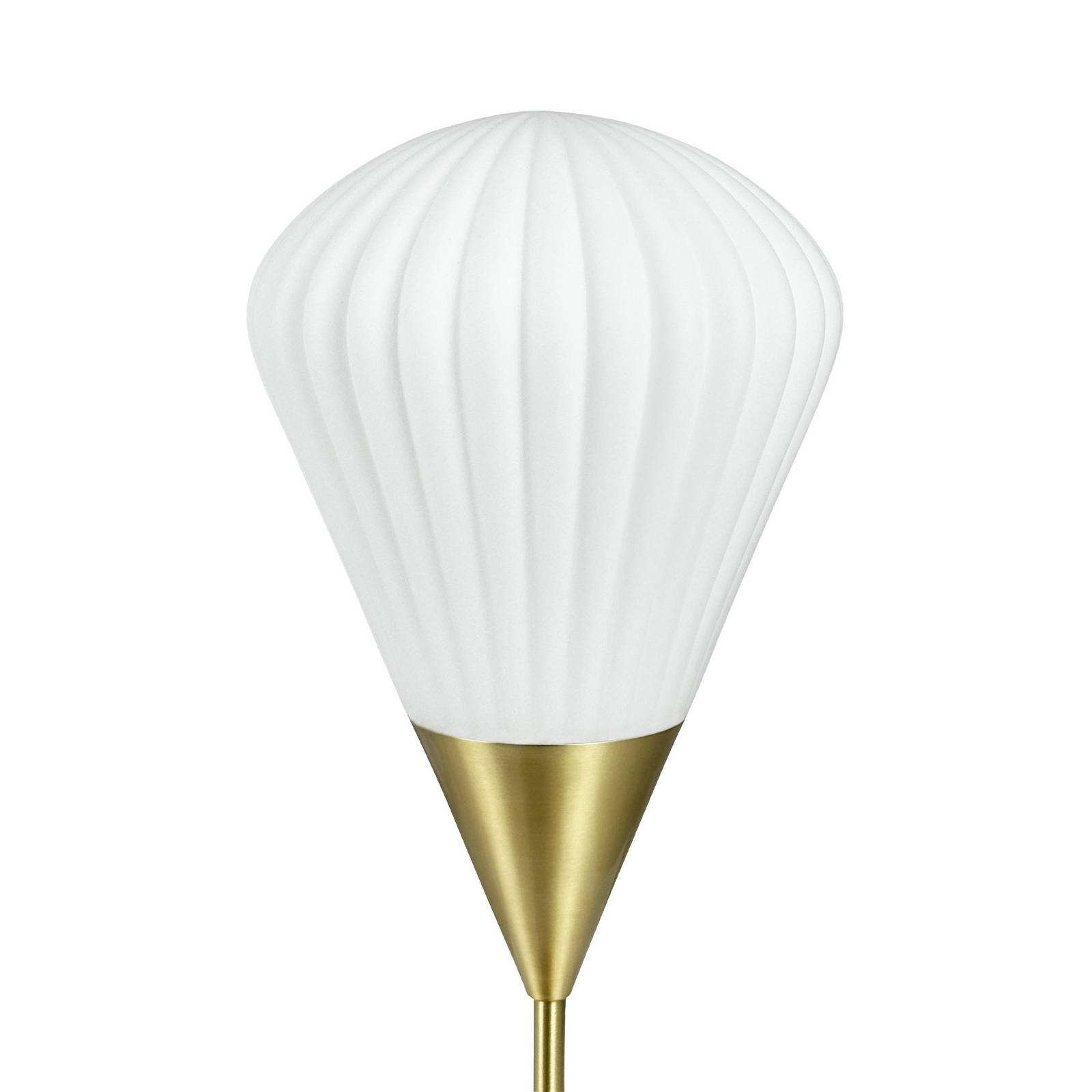 Dyberg Larsen Lampa stołowa Ballon, biała/kolor mosiądzu, 46 cm