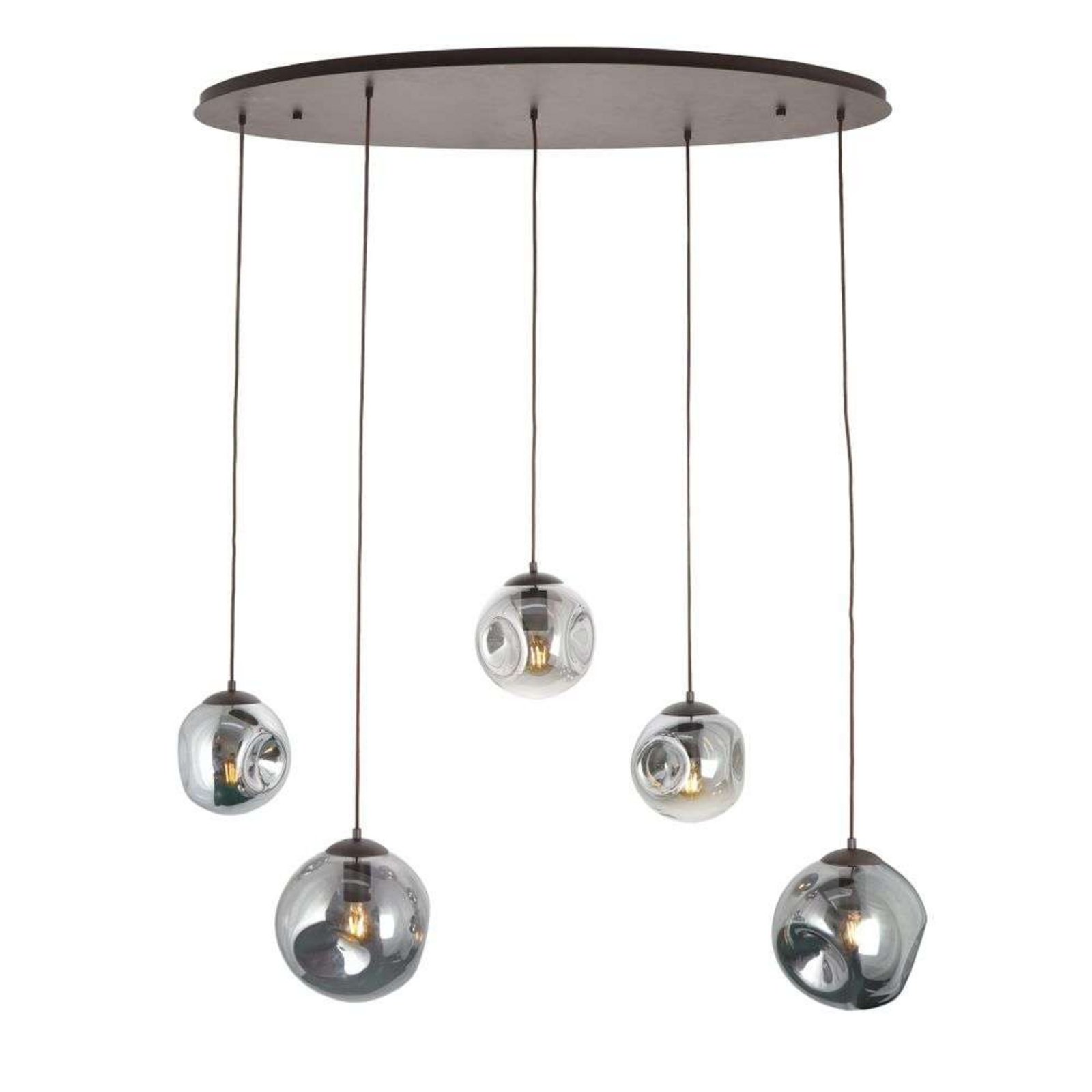 Valentina 5 Oval Lustră Pendul Smoked Grey/Coffee - Lindby