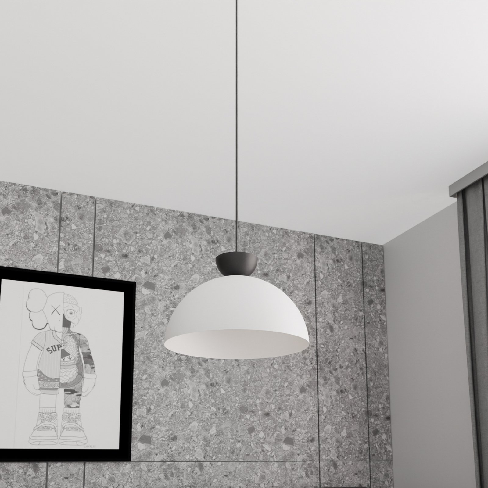 Hanglamp Lunaro, wit, Ø 40 cm, metaal