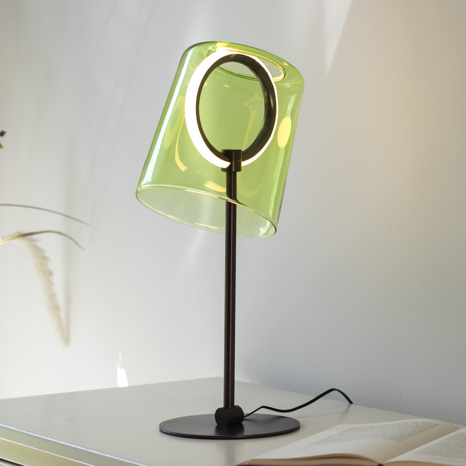 Paul Neuhaus lampe de table LED Zula, vert, hauteur 42 cm