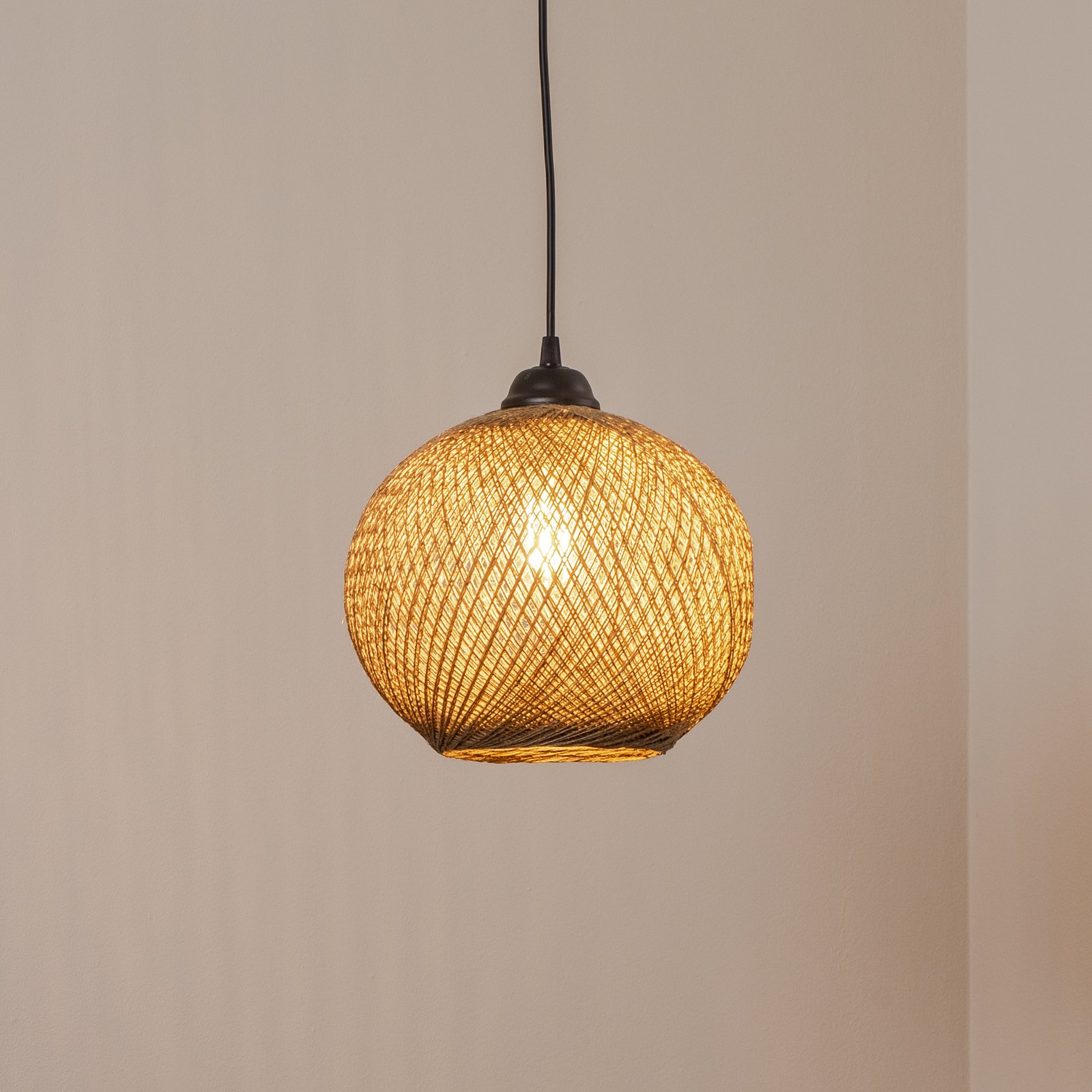 Lampada a sospensione Yumak, marrone, Ø 26 cm, cavo, a 1 luce