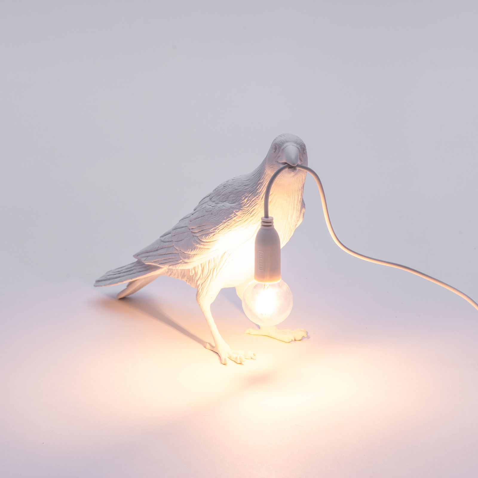 SELETTI Bird Lamp LED-Dekotischlampe wartend, weiß