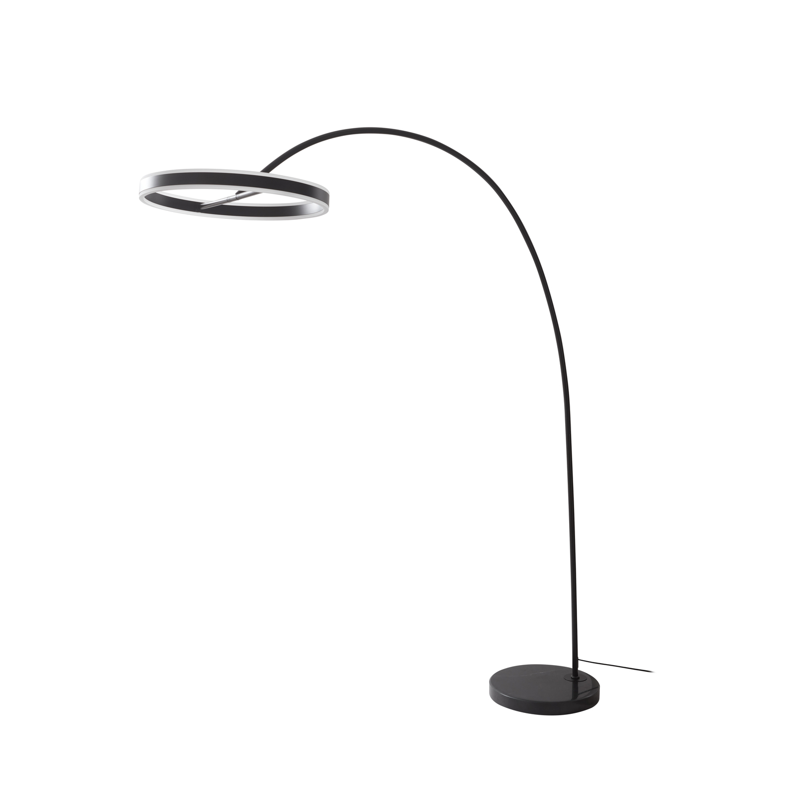 Oblouková stojací lampa Lucande LED Yekta, 3stupňová, černá