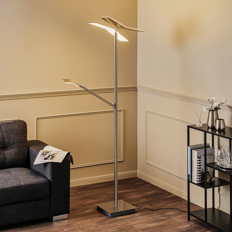 Lucande Kamari LED-Stehlampe nickel m. Lesearm