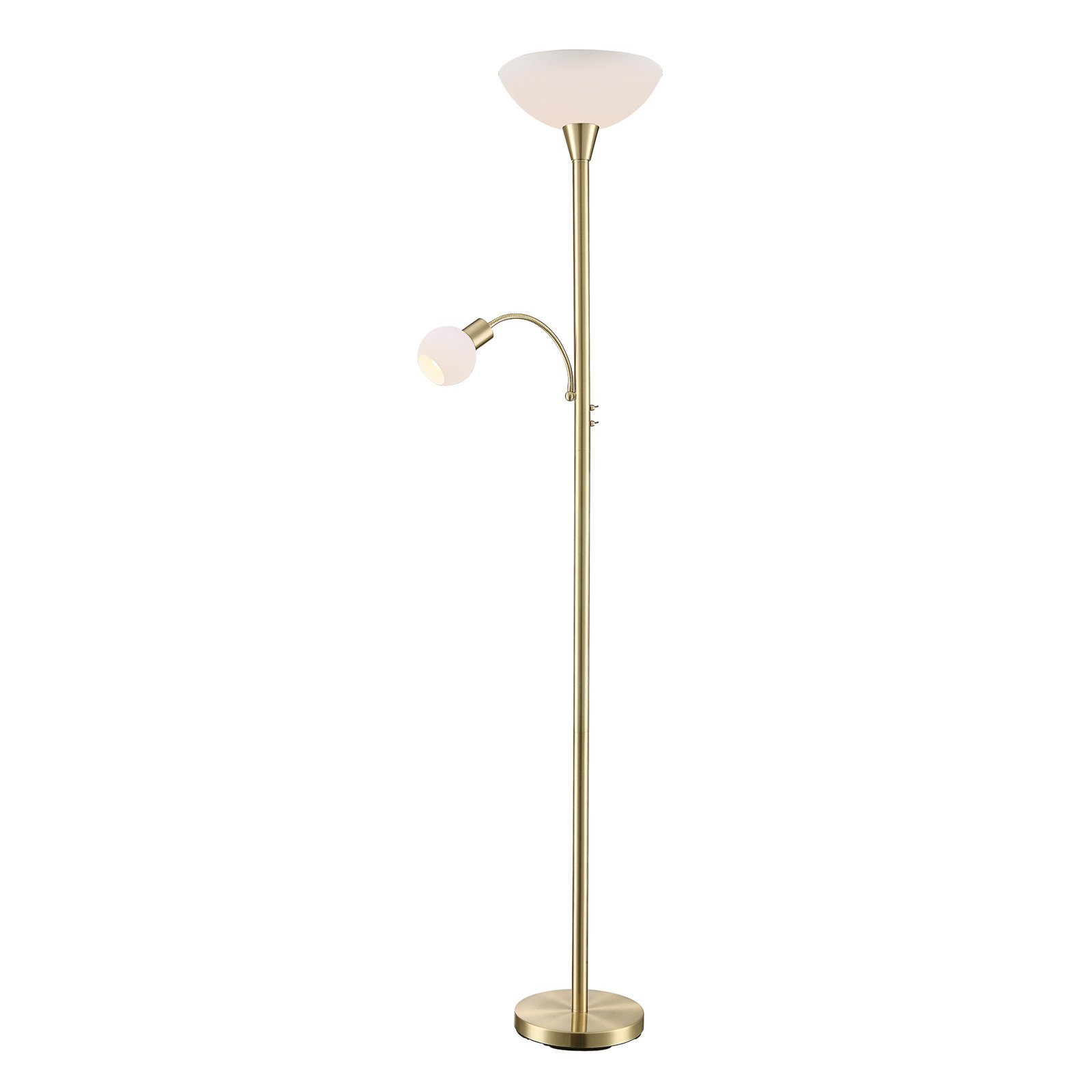 Elaina uplighter with a reading light, brass