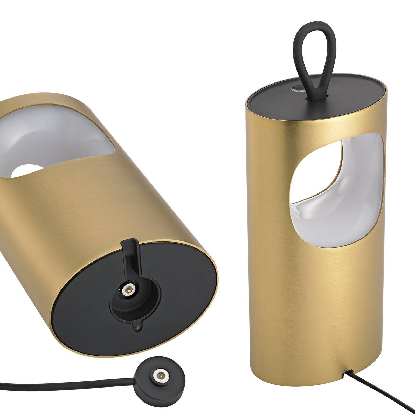 Lampa stołowa LED z akumulatorem Lunari, złota 16 cm metal CCT IP44