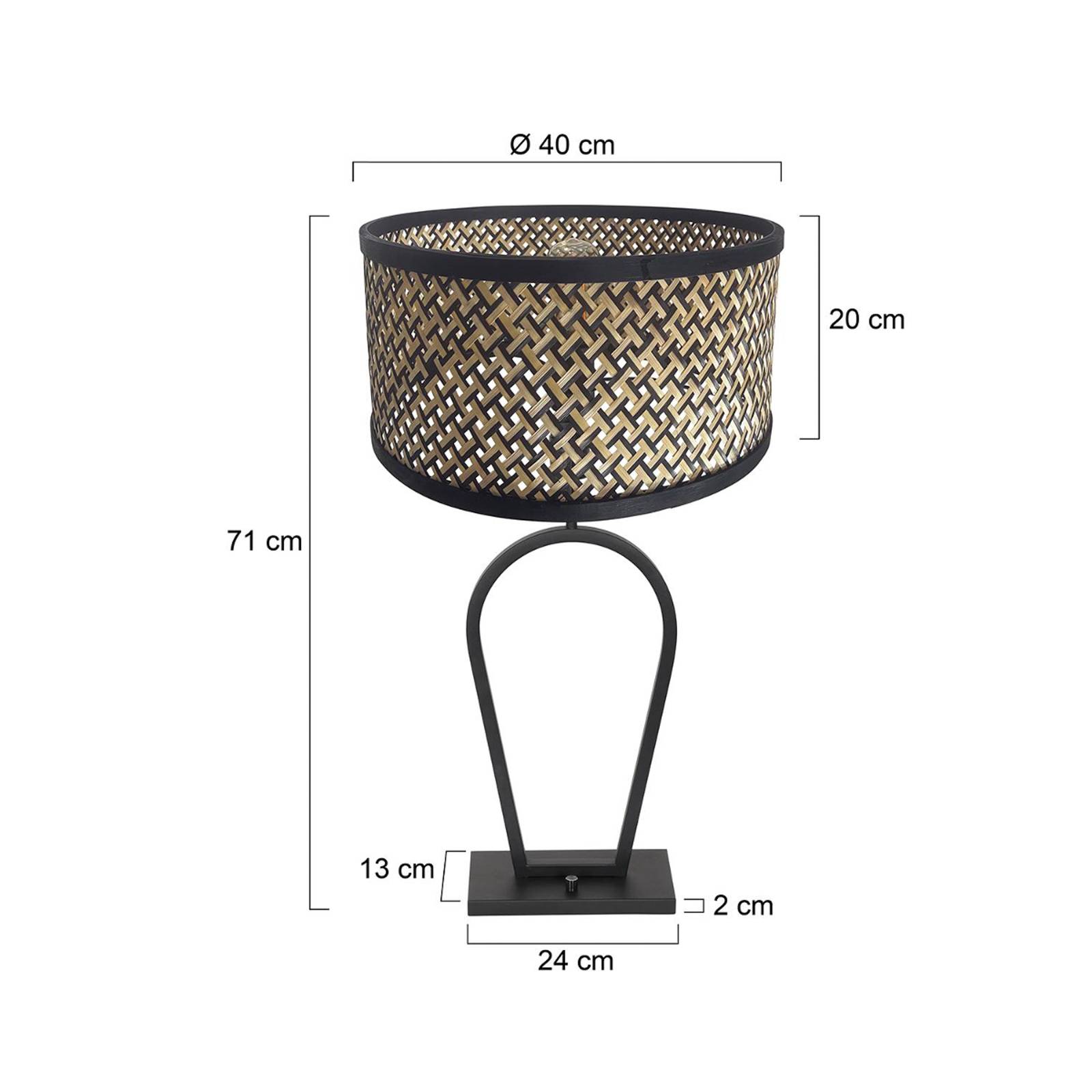 Steinhauer stang 3751zw asztali lámpa, fekete/természetes fonott anyagból készült