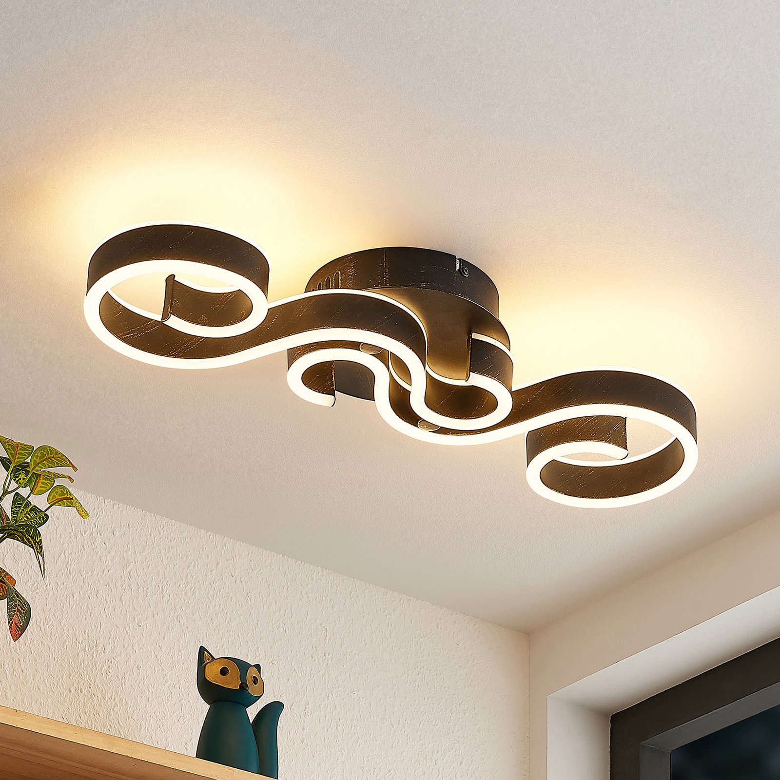 Lucande Admira LED-Deckenlampe, 51,7 cm schwarz 