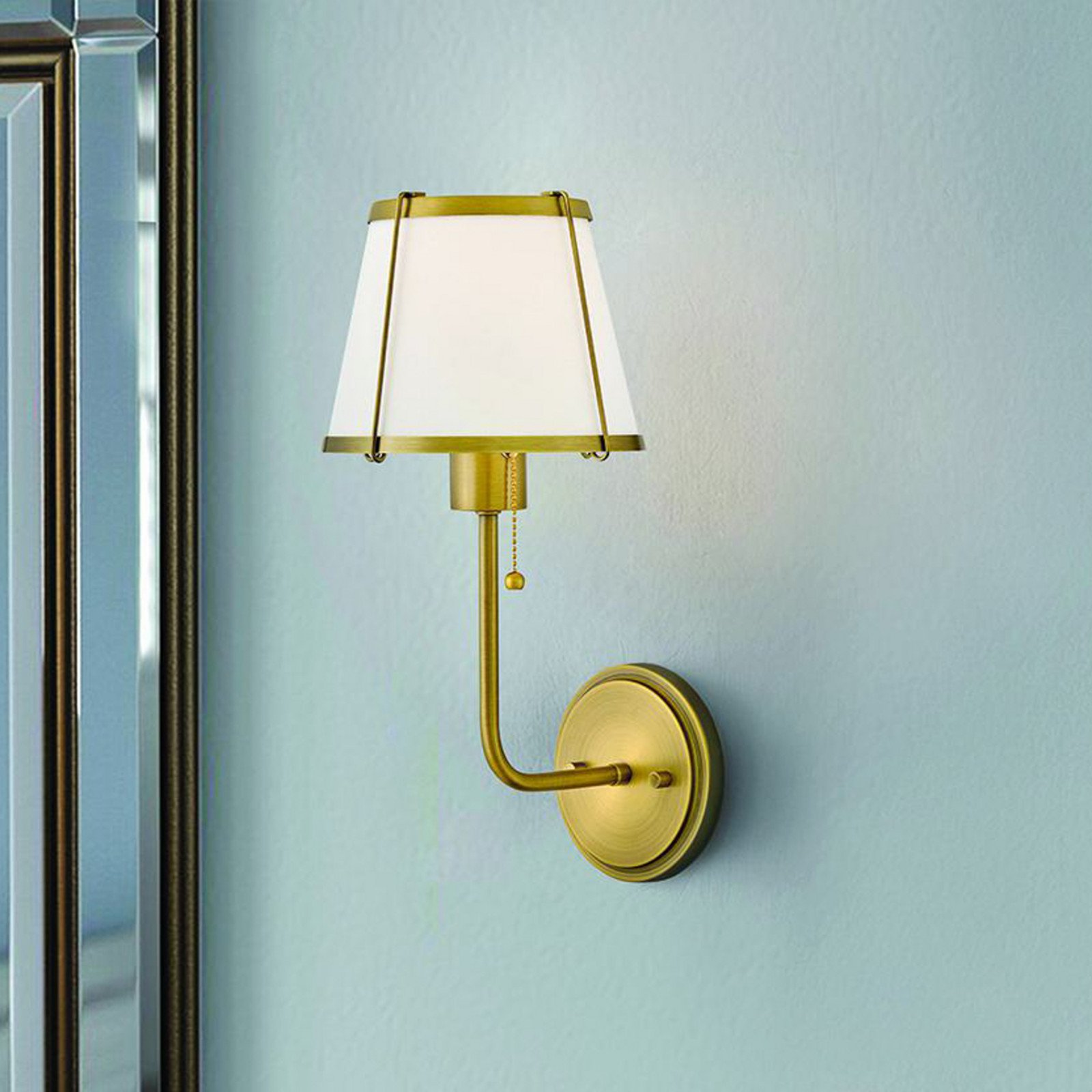 HINKLEY Aplică de perete Clarke 1 alamă/bej pânză oțel - Camera de zi / sufragerie - alamă bej - Țesătură / Textil