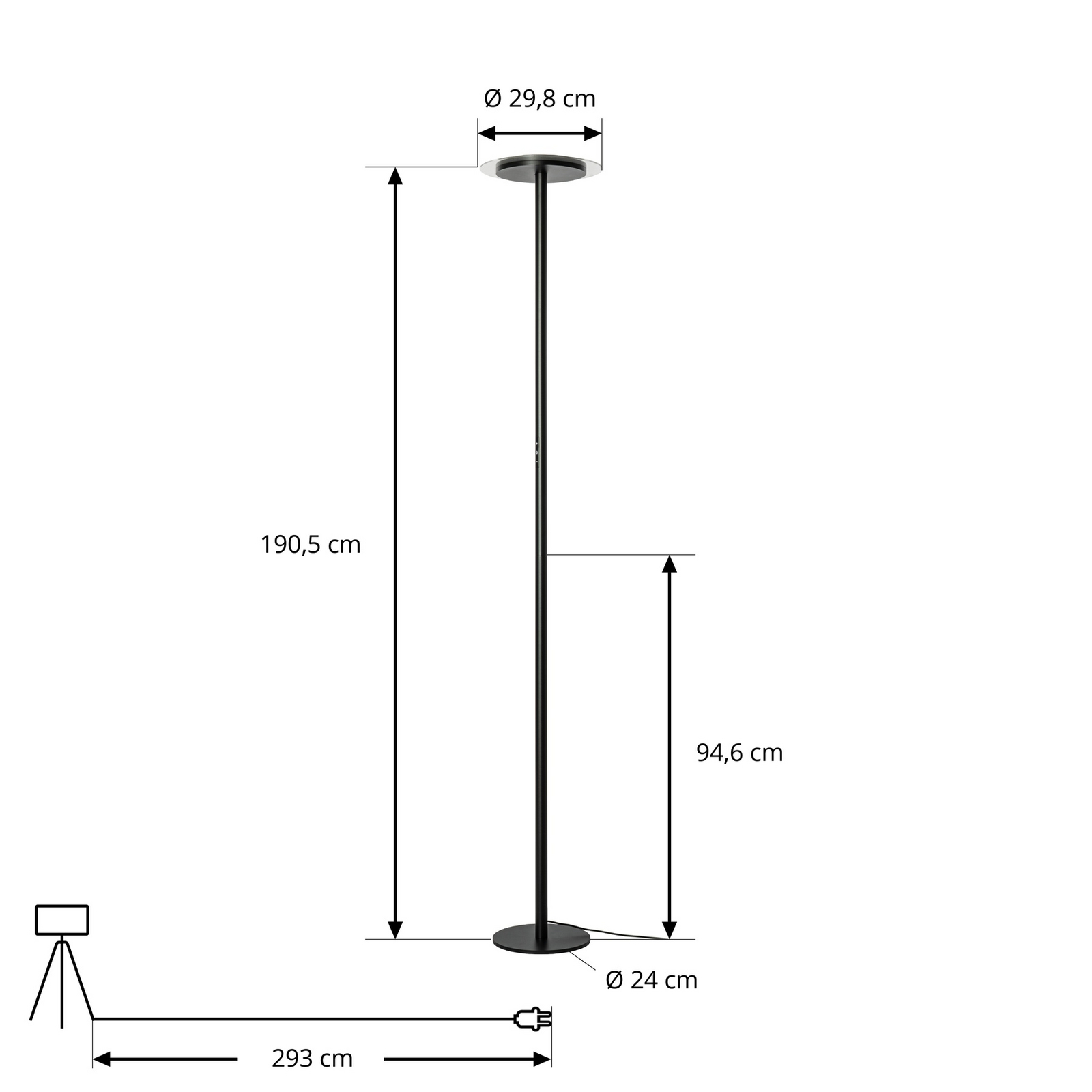 Lampa stojąca LED Arcchio Frile, czarna, wysokość 190 cm, ściemniana Lampa stojąca LED Arcchio Frile, czarna, wysokość 190 cm, ściemniana
