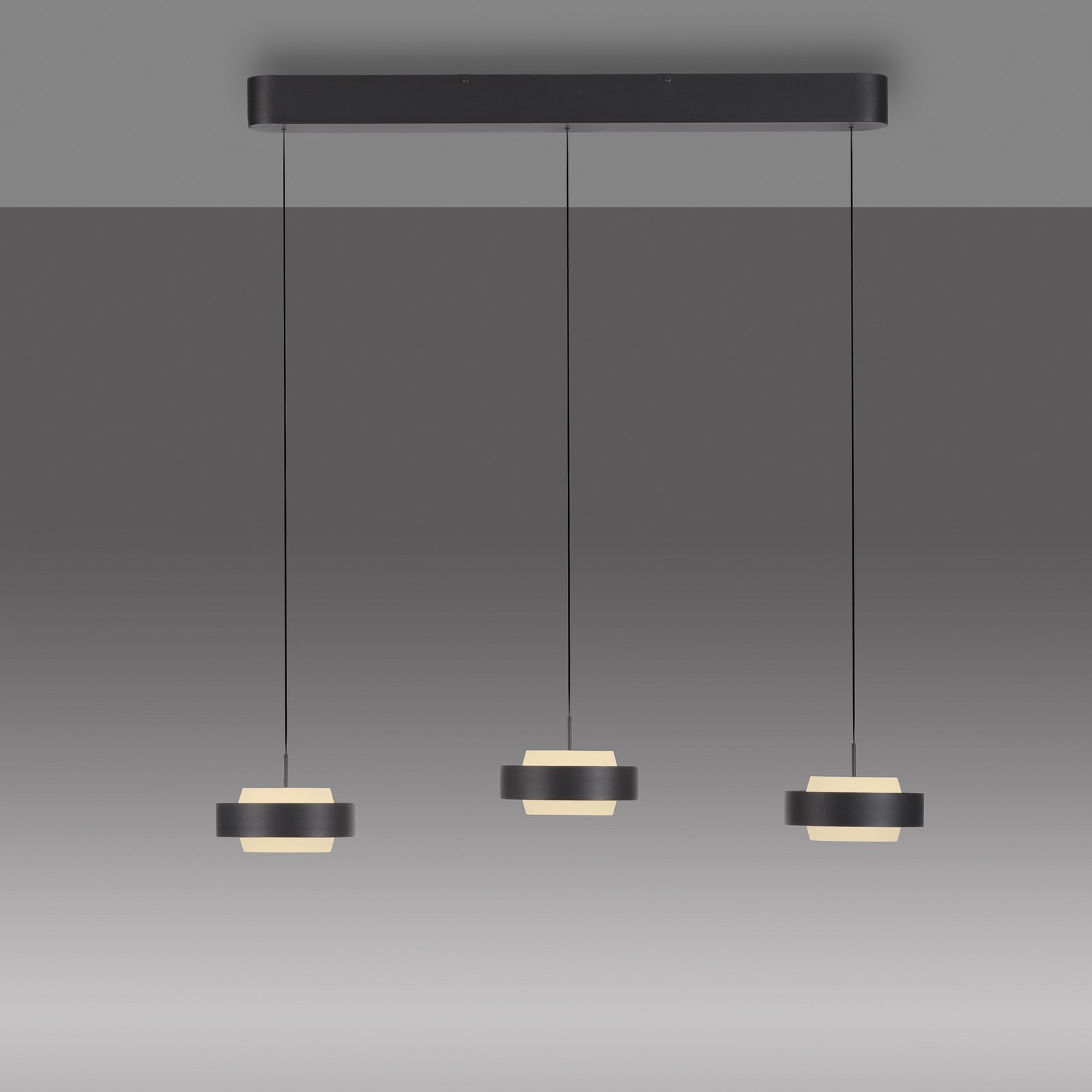 Schöner Wohnen LED závesné svietidlo Elmo, čierna, 3-pl., 3000 K