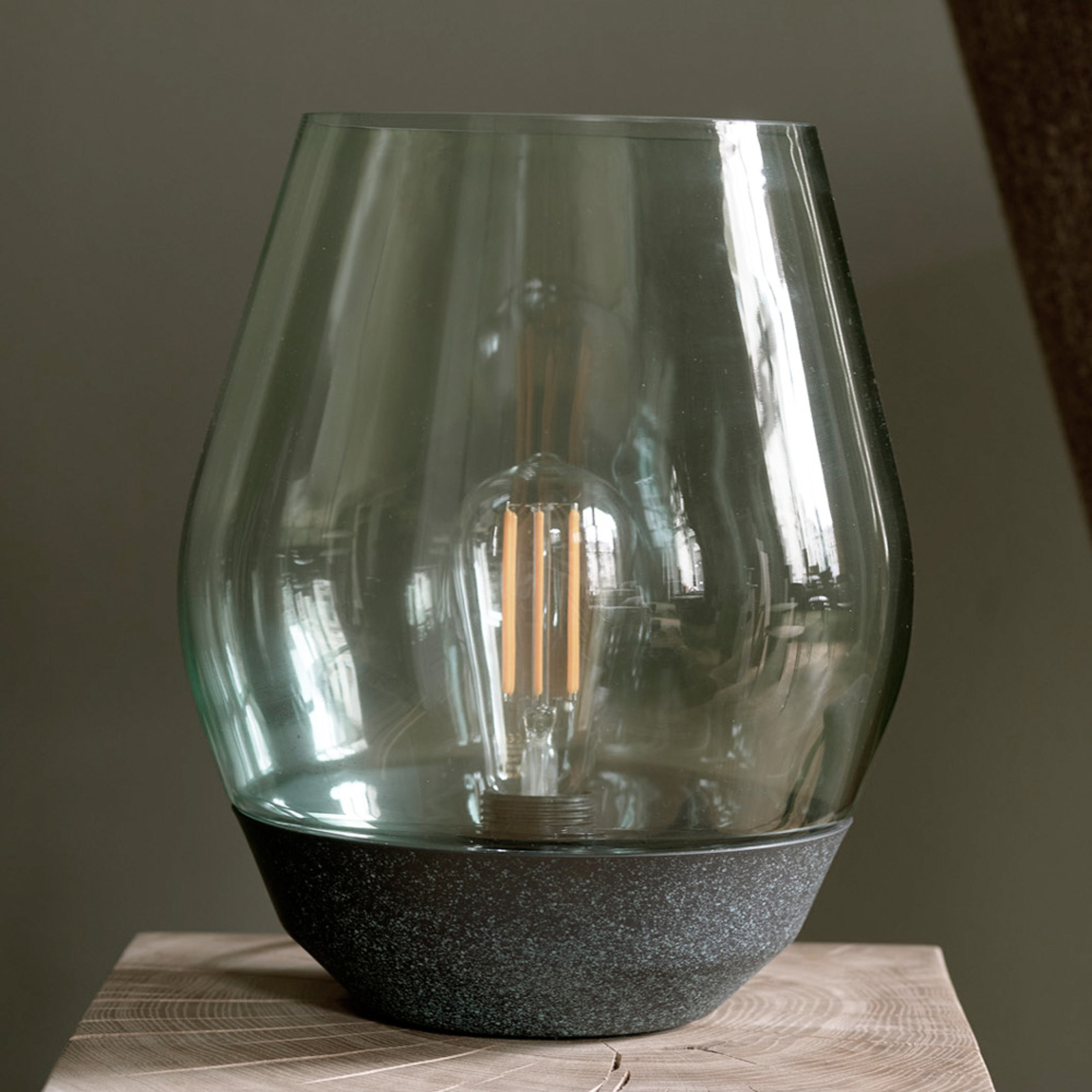 New Works Bowl table lamp with smoked glass shade