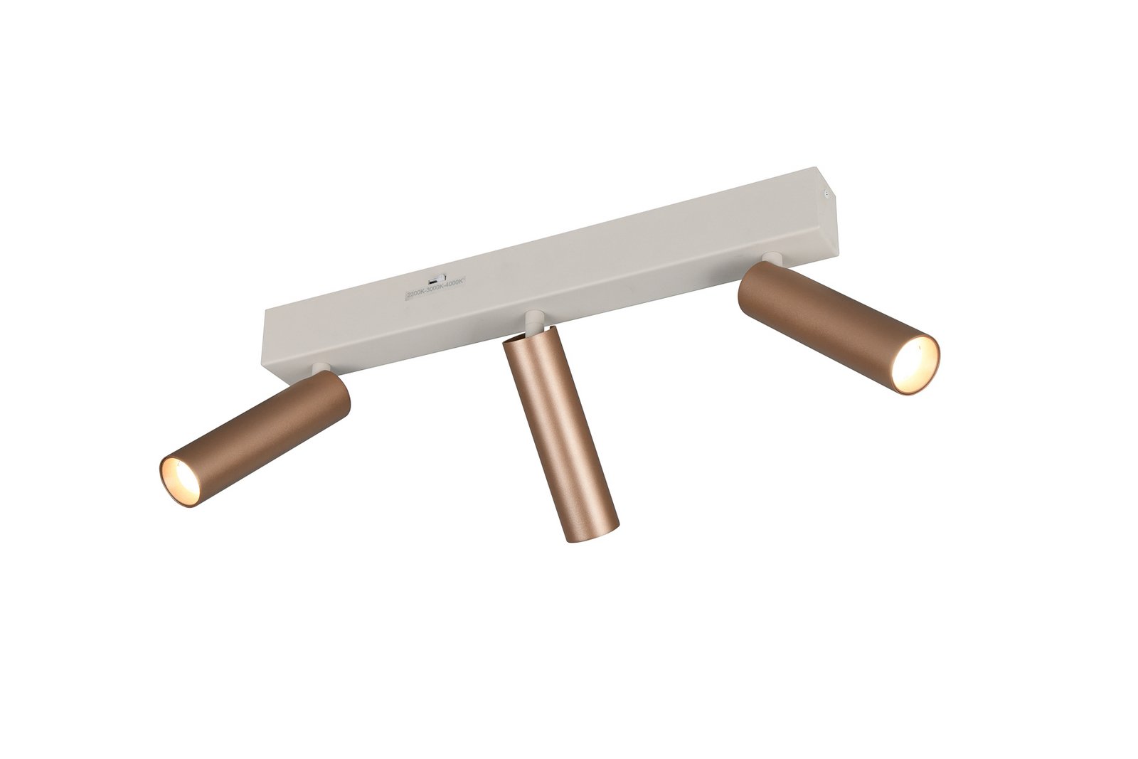 LED stropné bodové svetlá Ambala. Dĺžka 44 cm, sivá/hnedá, 3-pl. LED stropné bodové svetlá Ambala. Dĺžka 44 cm, sivá/hnedá, 3-pl.