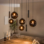 Pendelleuchte Stellar, braun, Glas, 9-flammig, E27, GU10