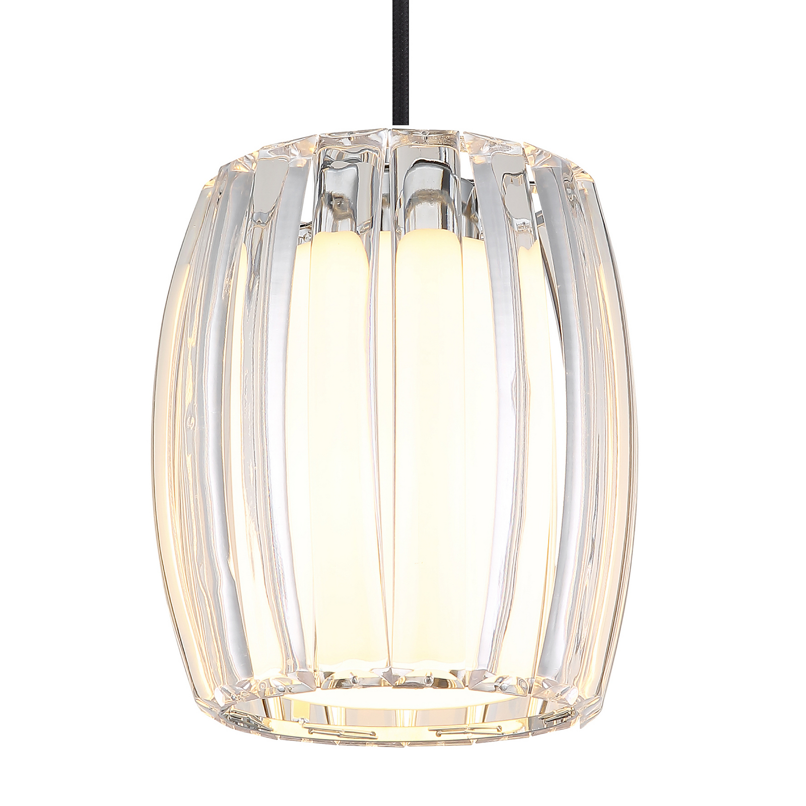Lampă suspendată Maribel, Ø 18 cm, crom/transparent, metal Lampă suspendată Maribel, Ø 18 cm, crom/transparent, metal