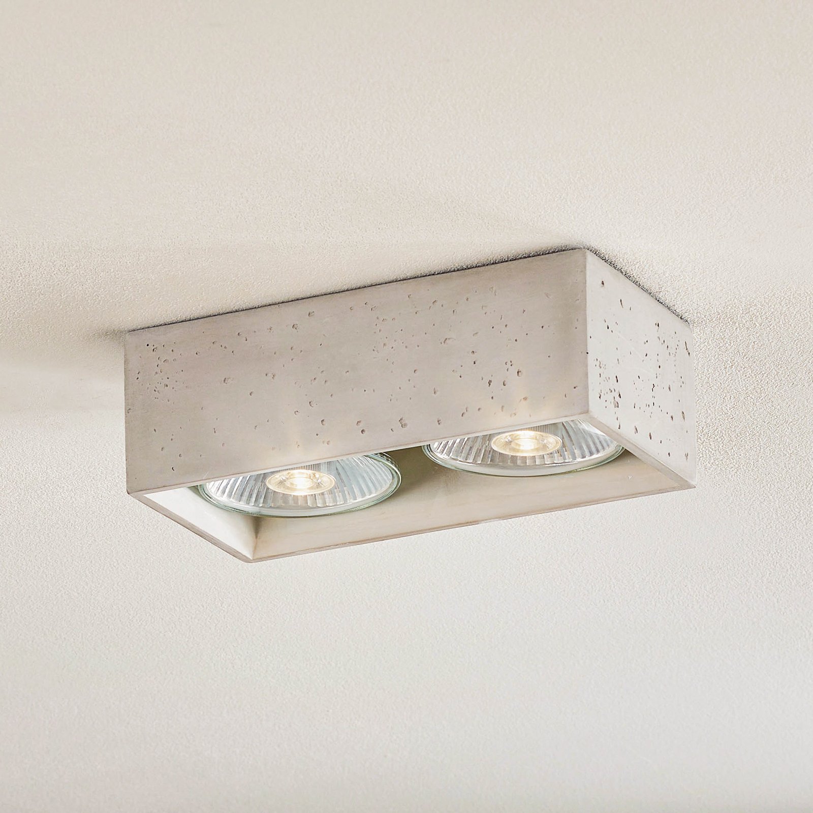 Solana ceiling spotlight concrete angular two-bulb