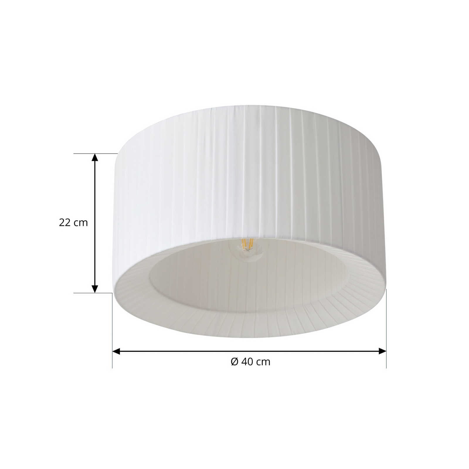 Lindby Deckenleuchte Virelle, weiß, Textil, Ø 40 cm, E27